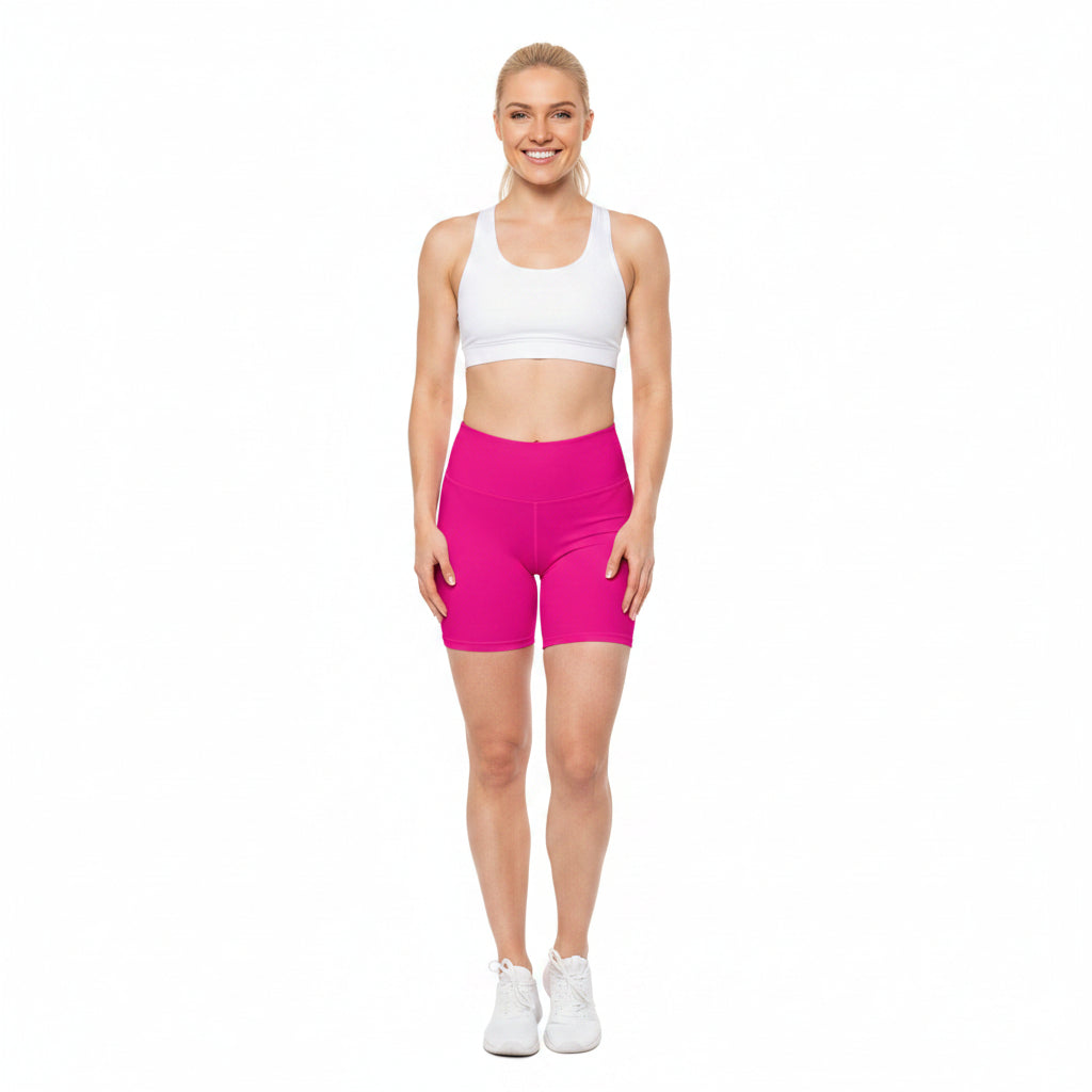 Barbie Pink Biker Shorts Women's Brushed Faux Suede Poly-Spandex Athletic Short XS-2XL
