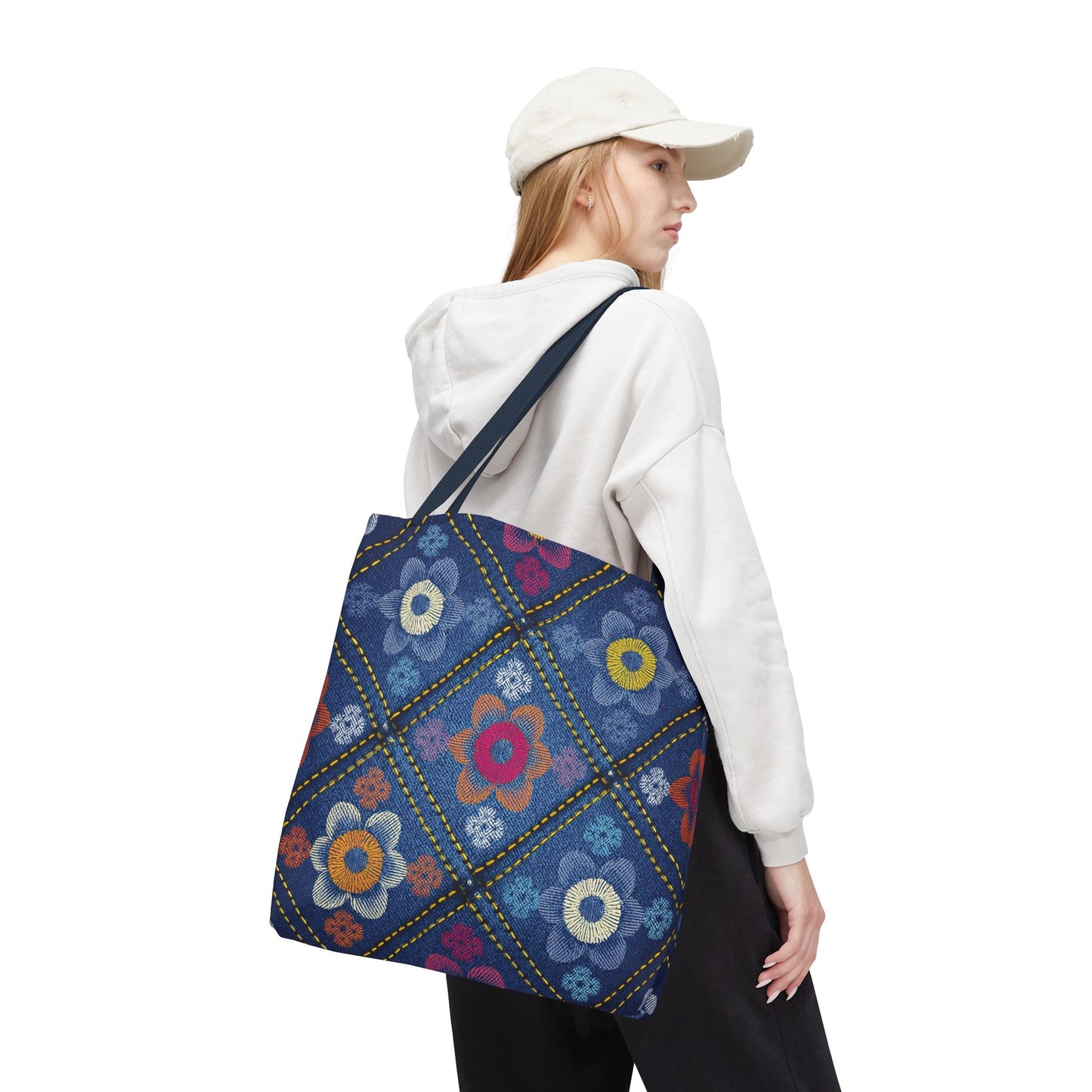 Denim Fabric Imitation Print Unisex Canvas Bag Poly Spun 3 Sizes Tote Bag 130