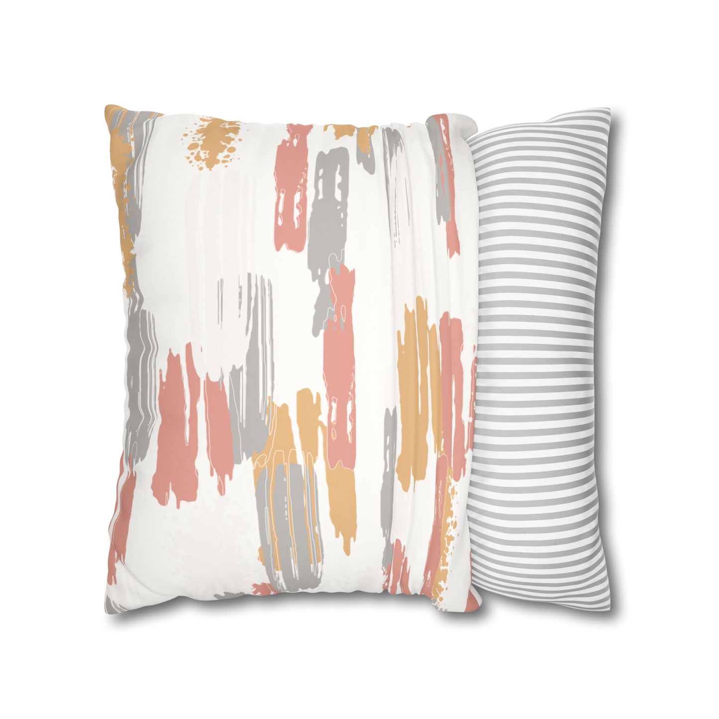 Faux Suede Pillowcase with Abstract print