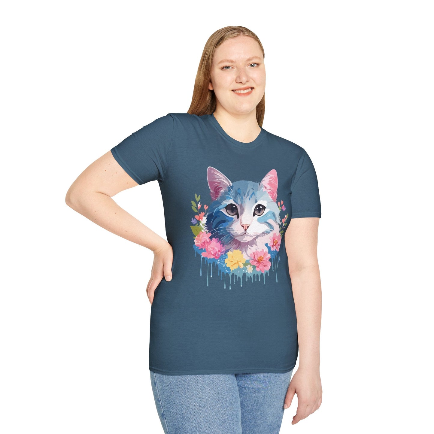 Cat Shirt Unisex Cat Tee Kitten Print Gildan Softstyle 64000