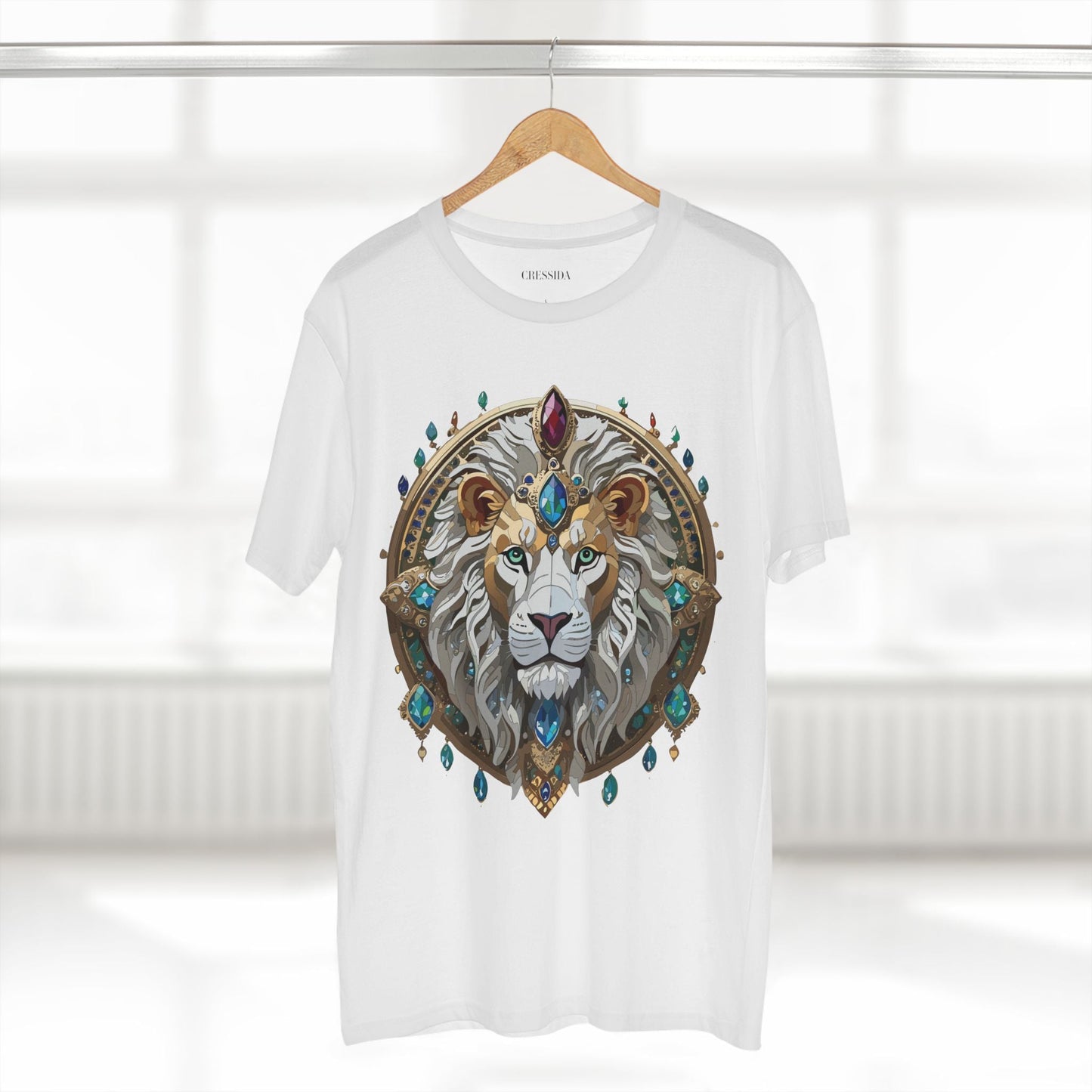 Lion Graphic Unisex 100 Cotton Tee With Unique Animal Golden Medallion Art Design 60