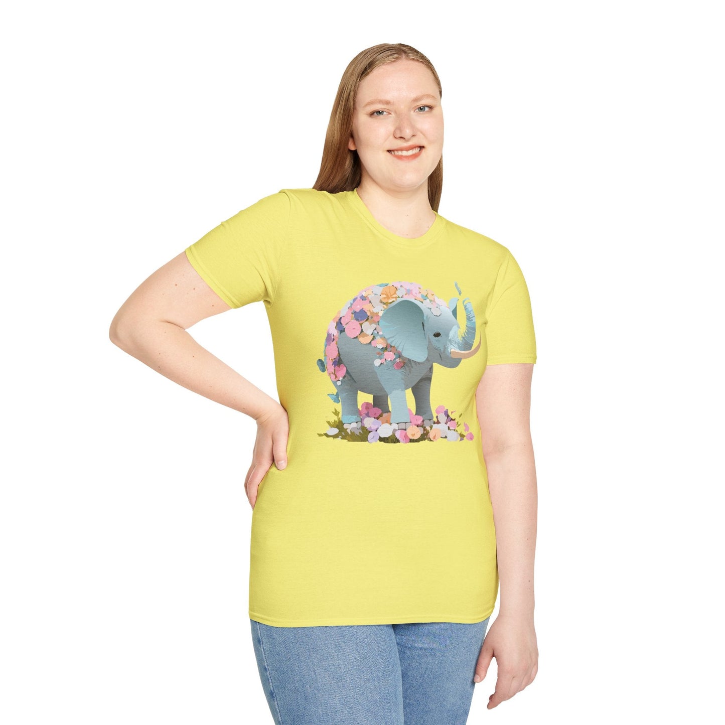 Elephant Graphic T Shirt Gildan Softstyle Unisex Cotton Tee With Elephant Print Design Artwork