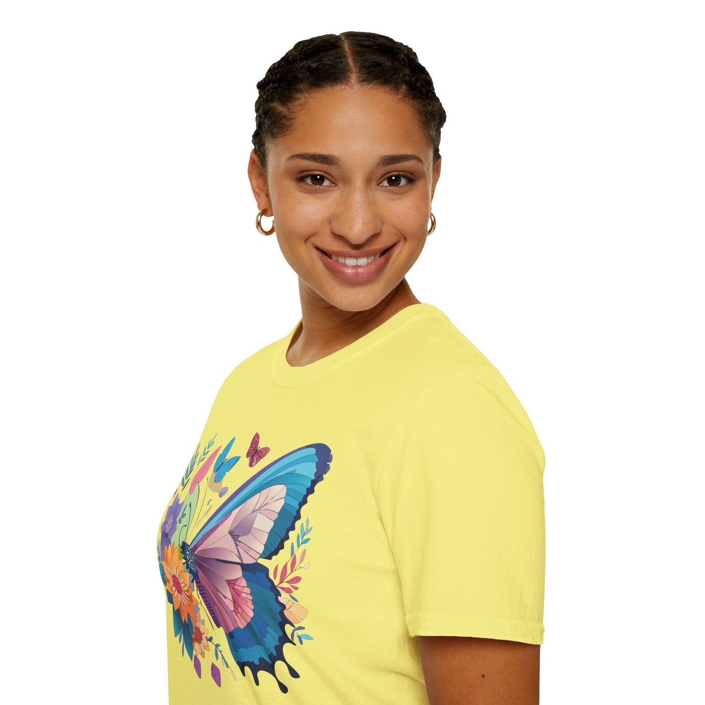 Gildan Butterfly T Shirt Unisex Softstyle 64000 Monarch Print Lightweight Breathable Cotton Tee