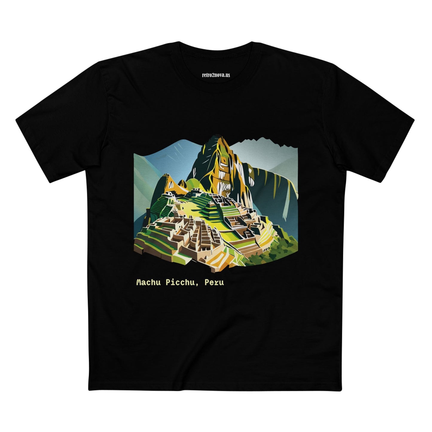 Retro2Nova Machu Picchu Travel Shirt Unisex Art Tee Premium Cotton Staple Tee With Original Design