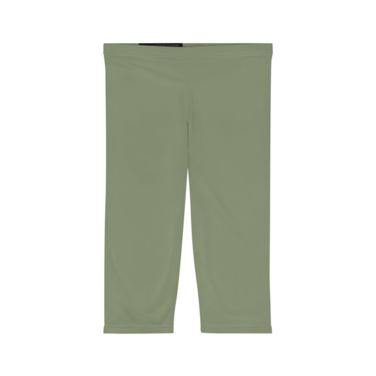 Dusty Sage Green Color Women's Brushed Suede Poly Span Casual Capri Leggings XS-2XL