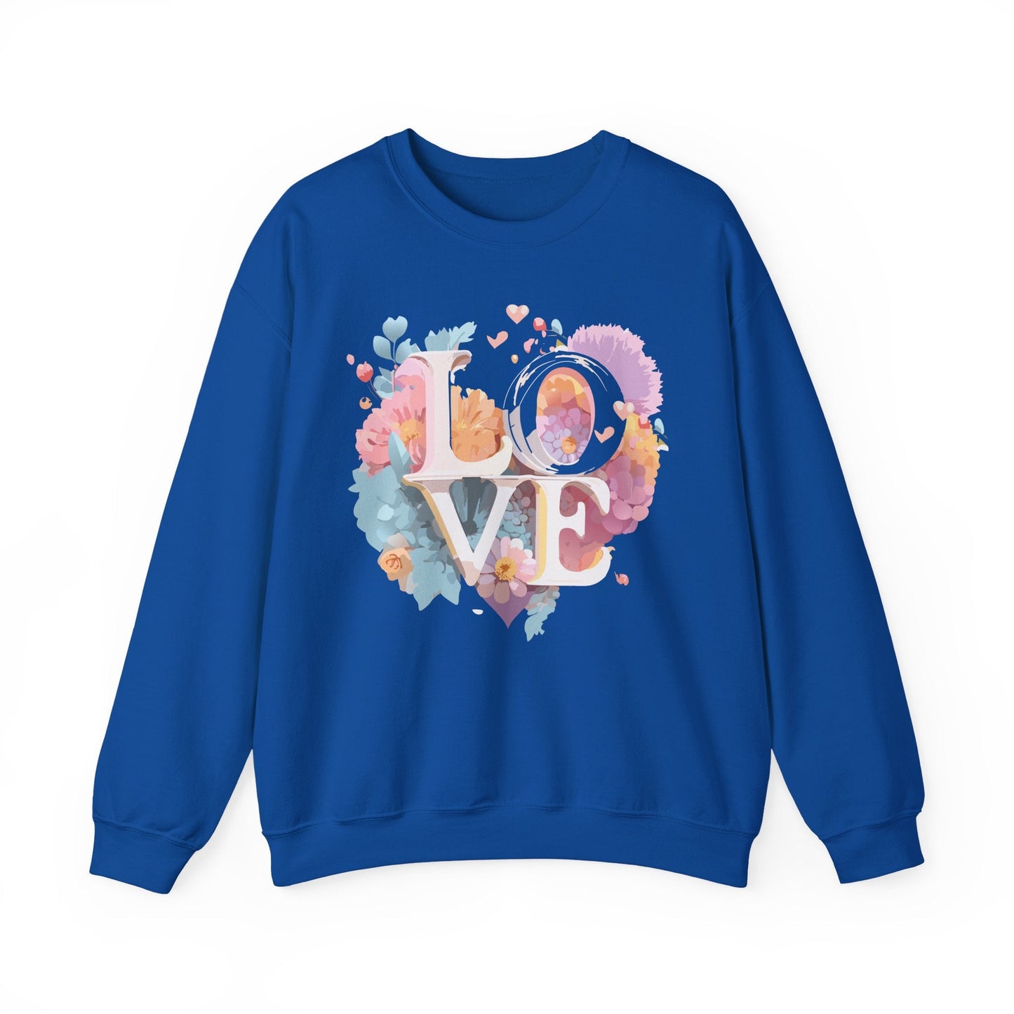 Floral Love Sweatshirt For Valentines Day Unisex Crewneck 50 50 Cotton Polyester Gildan 18000