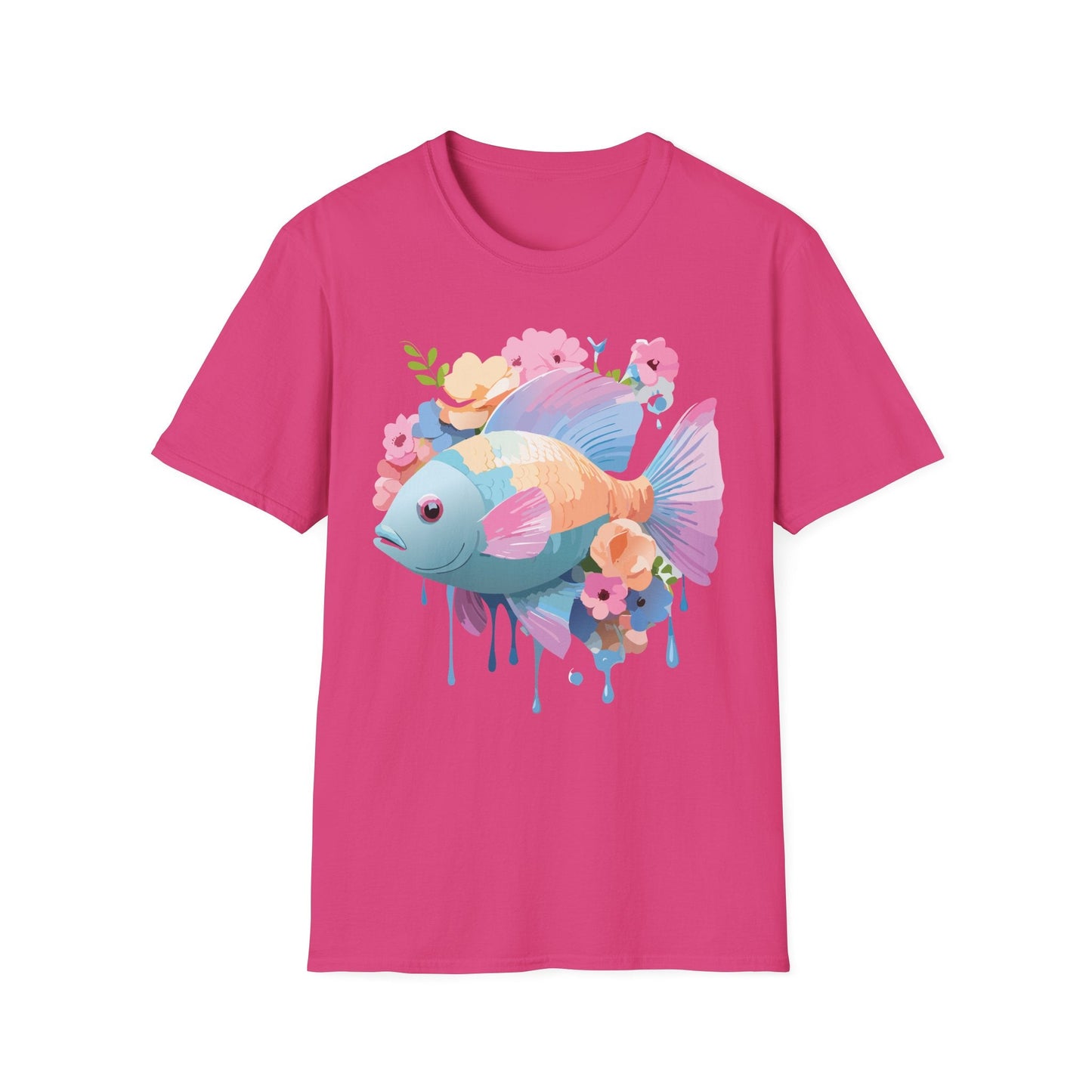Fish Art Design Graphic Tee Unisex Short Sleeve T Shirt With Fish Artwork Premium Cotton