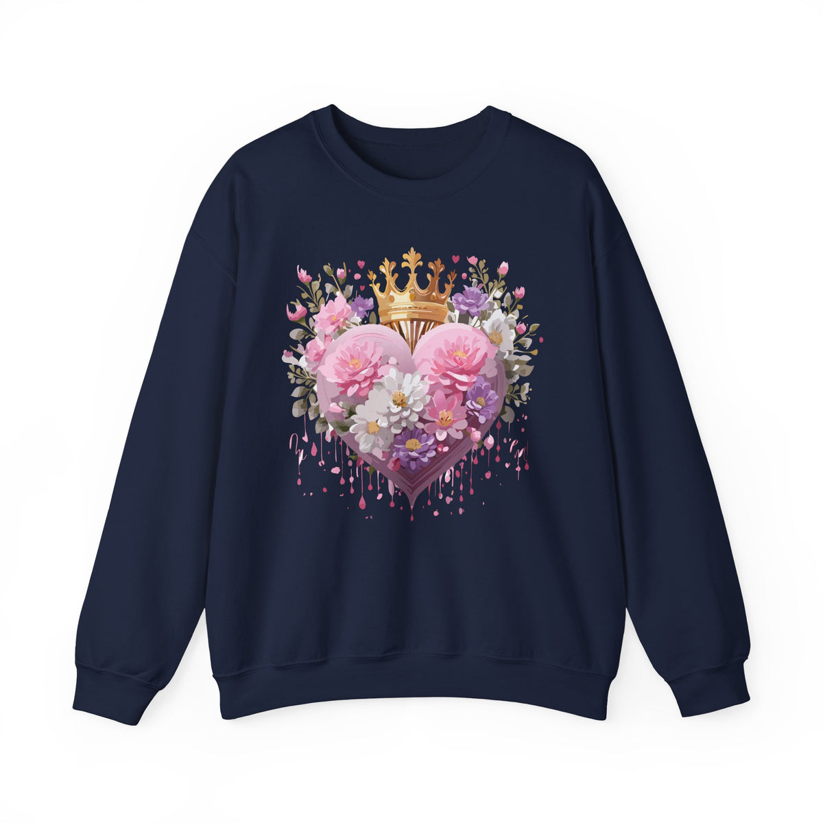 Floral Heart Love Graphic Valentine's Day Sweatshirt Unisex 50/50 Cotton-Poly Sweatshirt w20