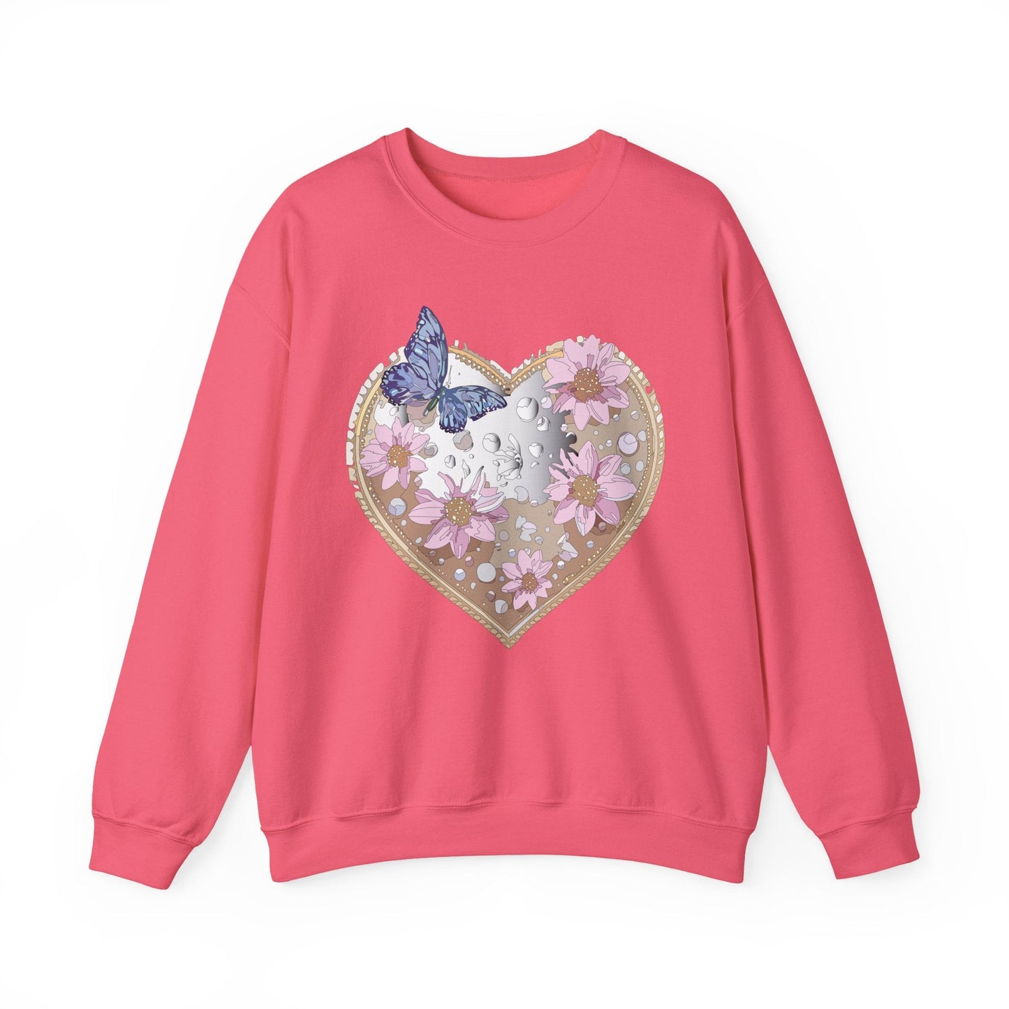 Floral Heart Love Sweatshirt For Valentines Day Unisex Heavy Blend Crewneck Sweatshirt