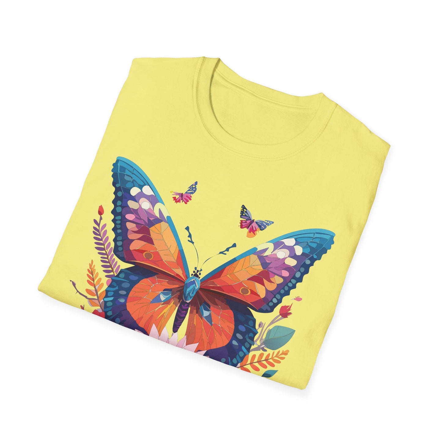 Butterfly Print Unisex T Shirt Softstyle 64000 Monarch Butterfly Themed Tee Ring Spun Cotton