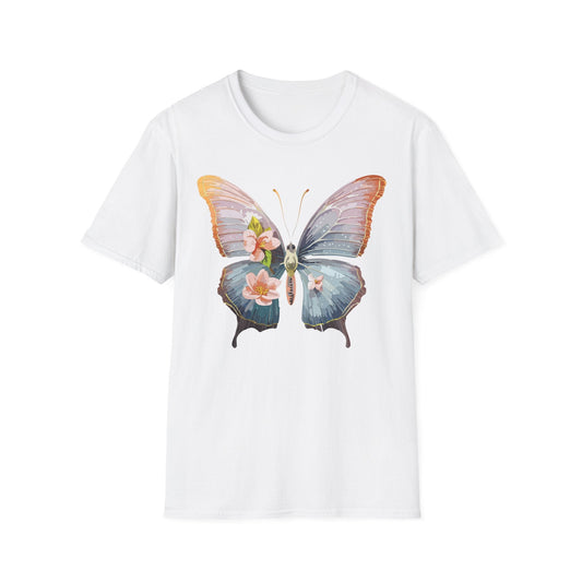 Butterfly Print T Shirt For Men Women Unisex Monarch Design Softstyle Cotton Tee