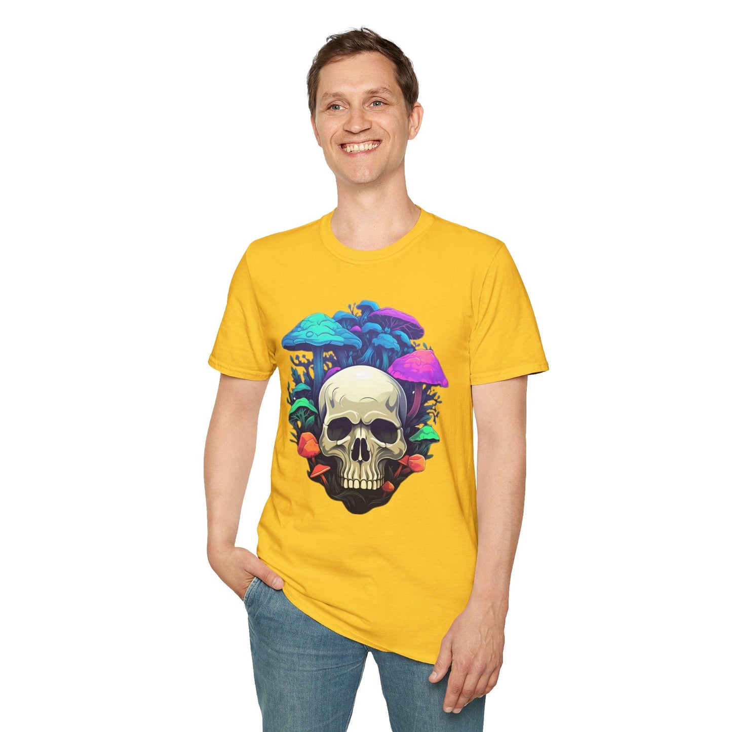 Unisex Skull Tee Shirt Short Sleeve Skeleton Design Gildan Softstyle Cotton Tee Shirt