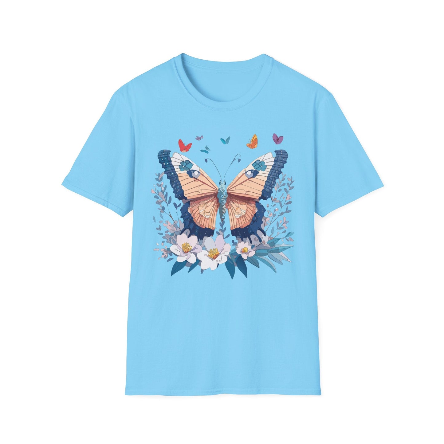 Unisex Butterfly Shirt Monarch Design Gildan Softstyle 64000 Short Sleeve Tee For Men And Women