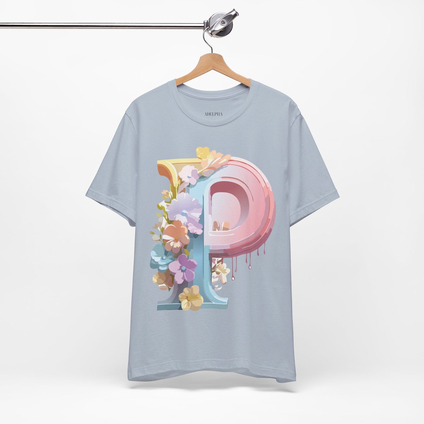 Adelpha Letter P Graphic Tee Unisex Vintage Inspired Art Design Jersey Short Sleeve Shirt