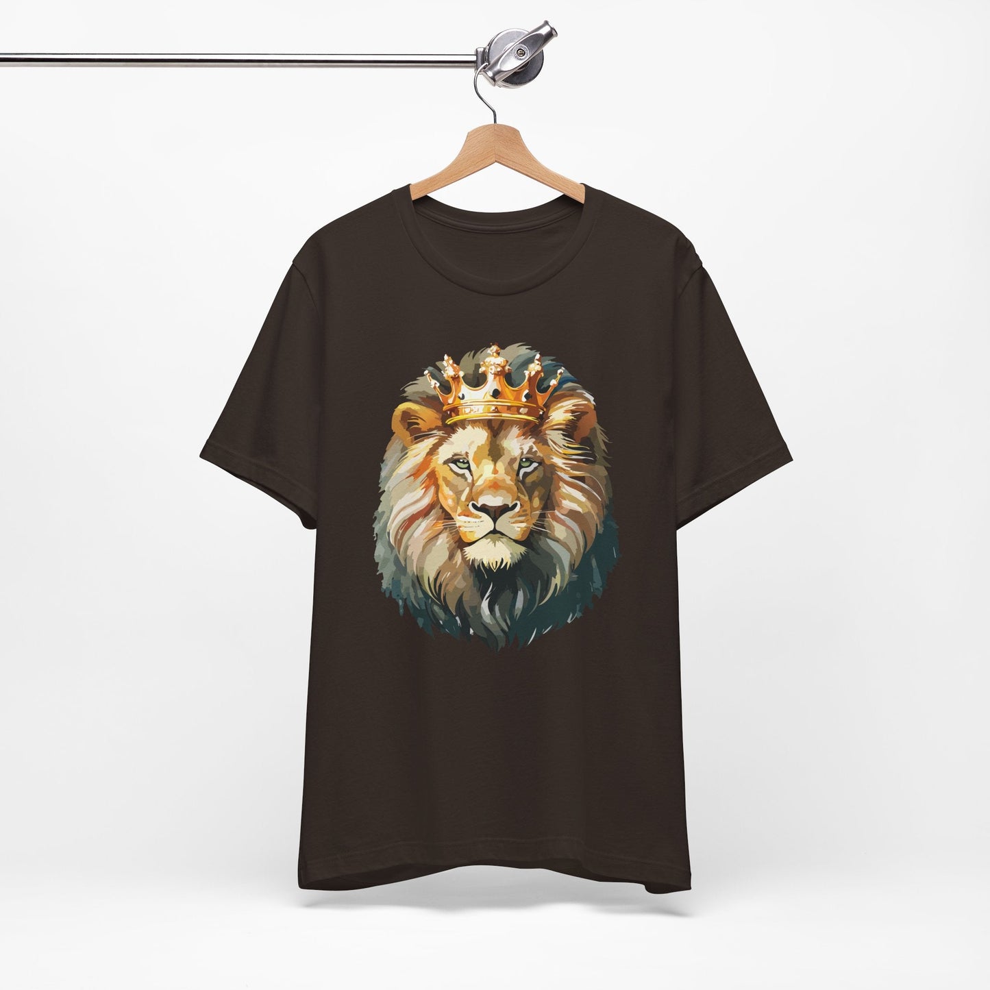 Lion with Crown Tee Unisex Cotton T-Shirt Regal King Lion Illustration, Wildlife Graphic Shirt - 1