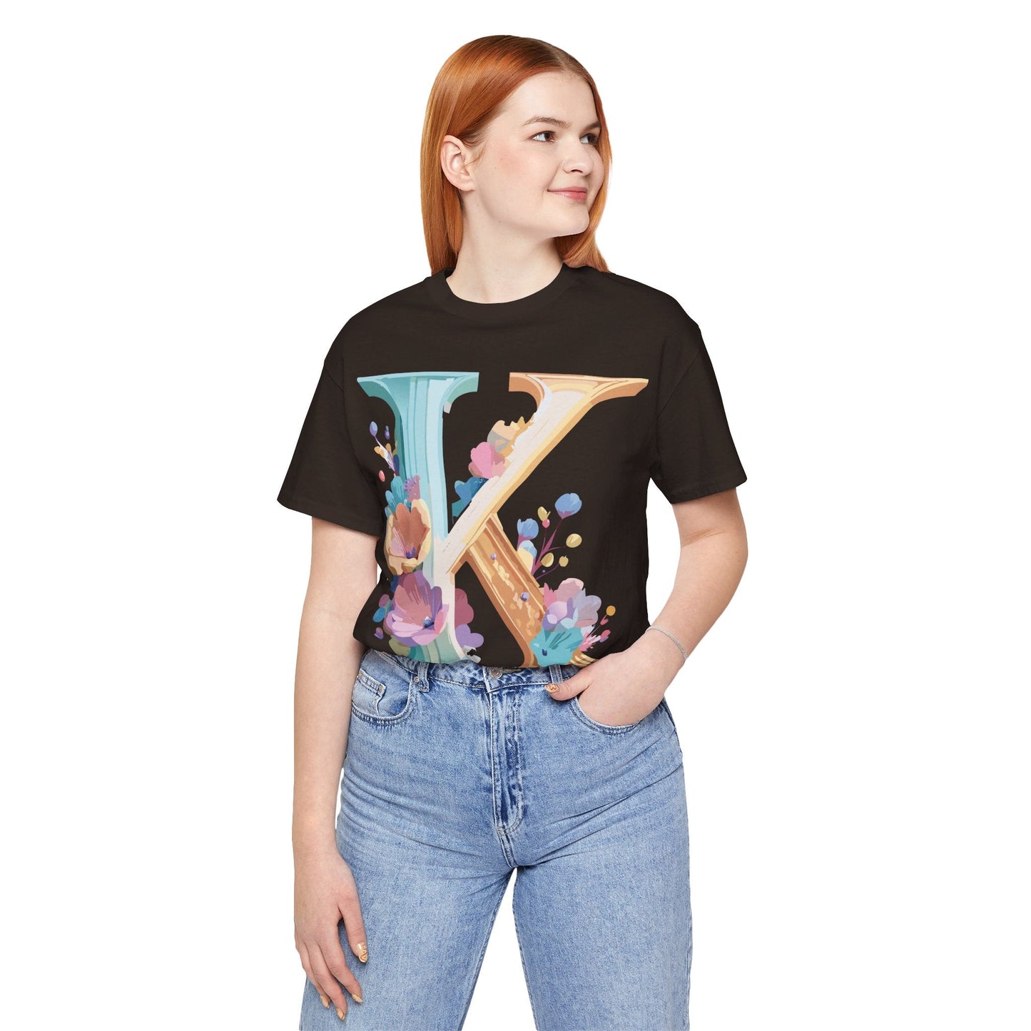 Letter K Shirt Graphic Tee Unisex Vintage Inspired Adelpha Art Design Tee Premium Soft Cotton