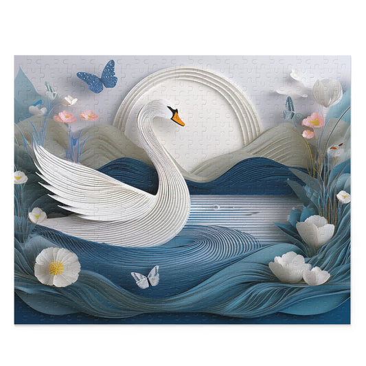 Puzzles-43 Kids Swan Puzzle 500-Piece | Floral Swan Puzzle 500-Piece, Birds Kids Puzzles Size: 16" x 20",  Ages 9+