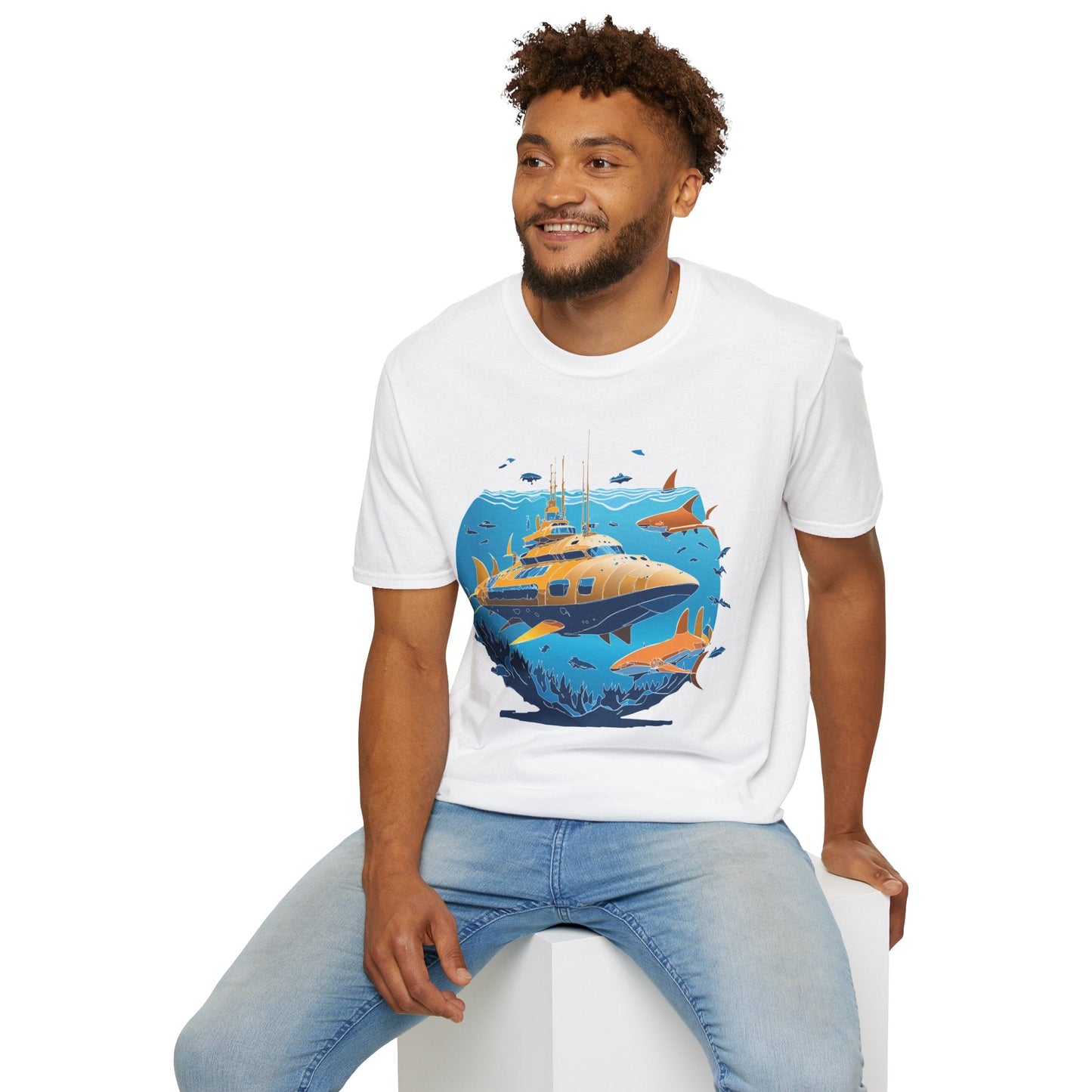 Ocean T Shirt Unisex Gildan Softstyle 64000 100 Percent Cotton Ring Spun U Boat Design Graphic