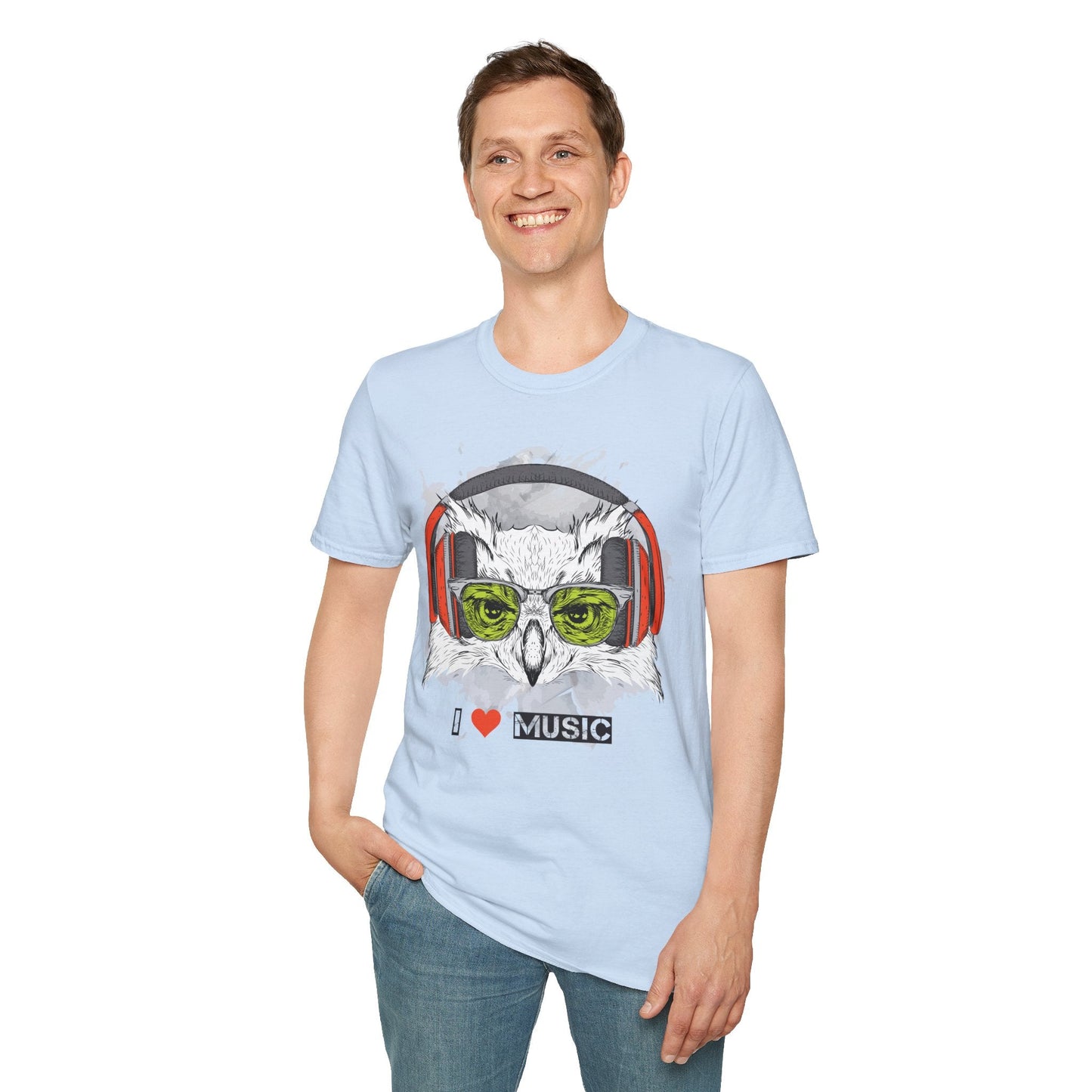 I Love Music Animals Shirt Unisex Tee With Headphones Graphic Design For Music Lovers