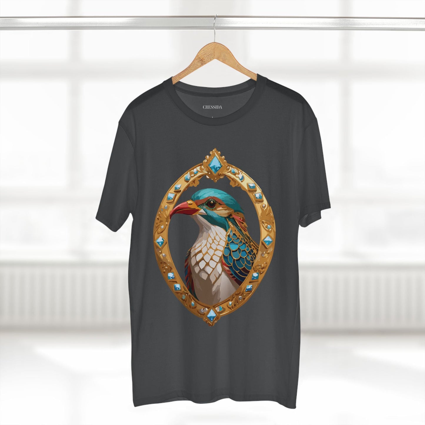Bird Graphic Unisex 100 Cotton Tee With Unique Animal Golden Medallion Art Design 22