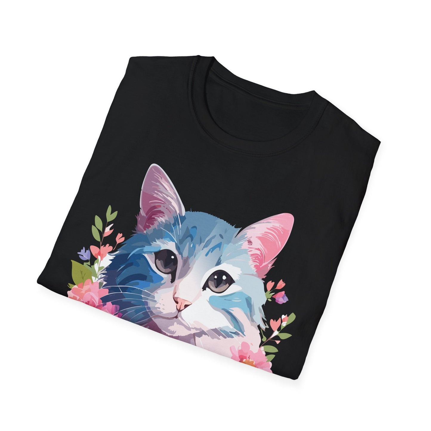 Cat Shirt Unisex Cat Tee Kitten Print Gildan Softstyle 64000