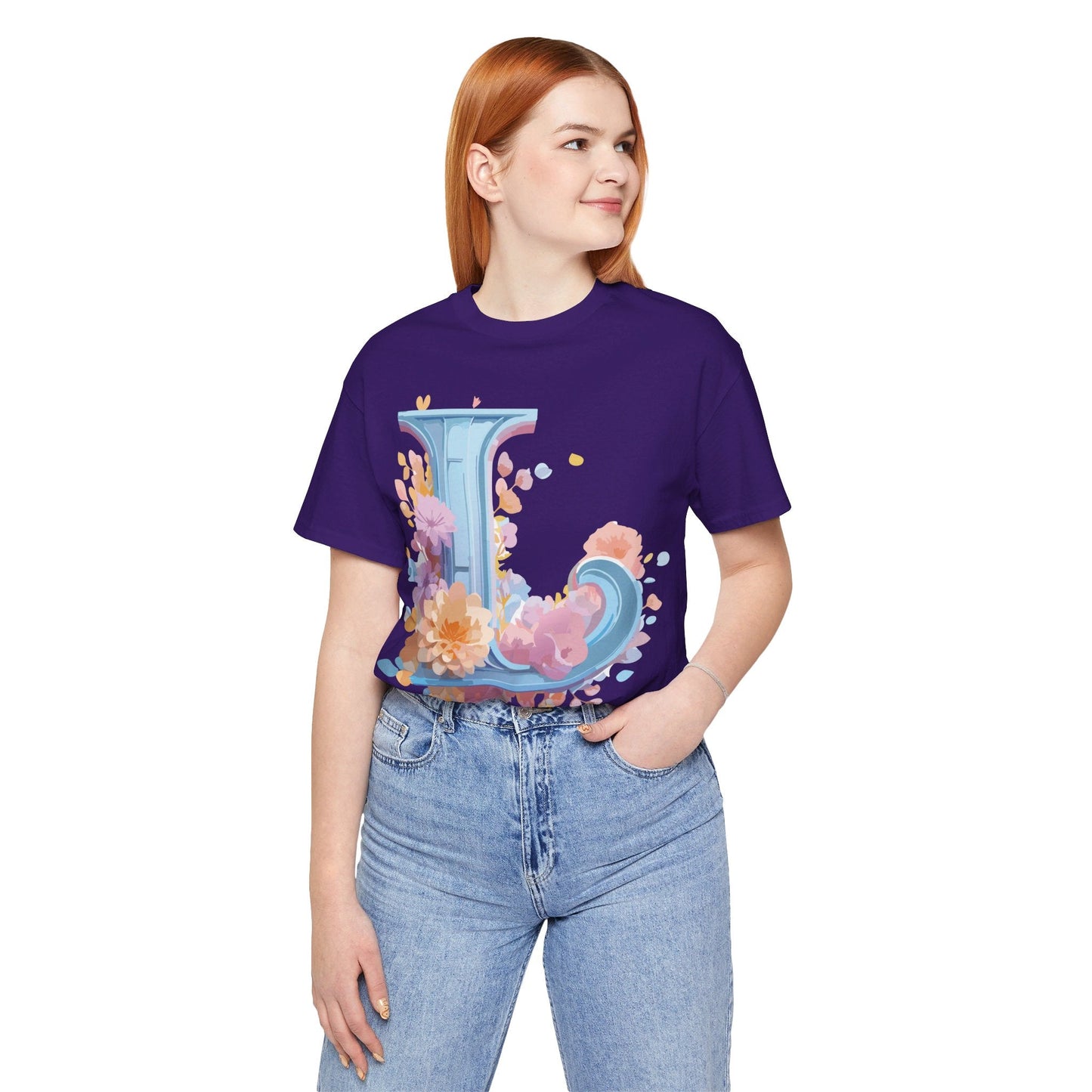 Unisex Letter L Graphic Tee Vintage Inspired Artwork Adelpha Short Sleeve Shirt Premium