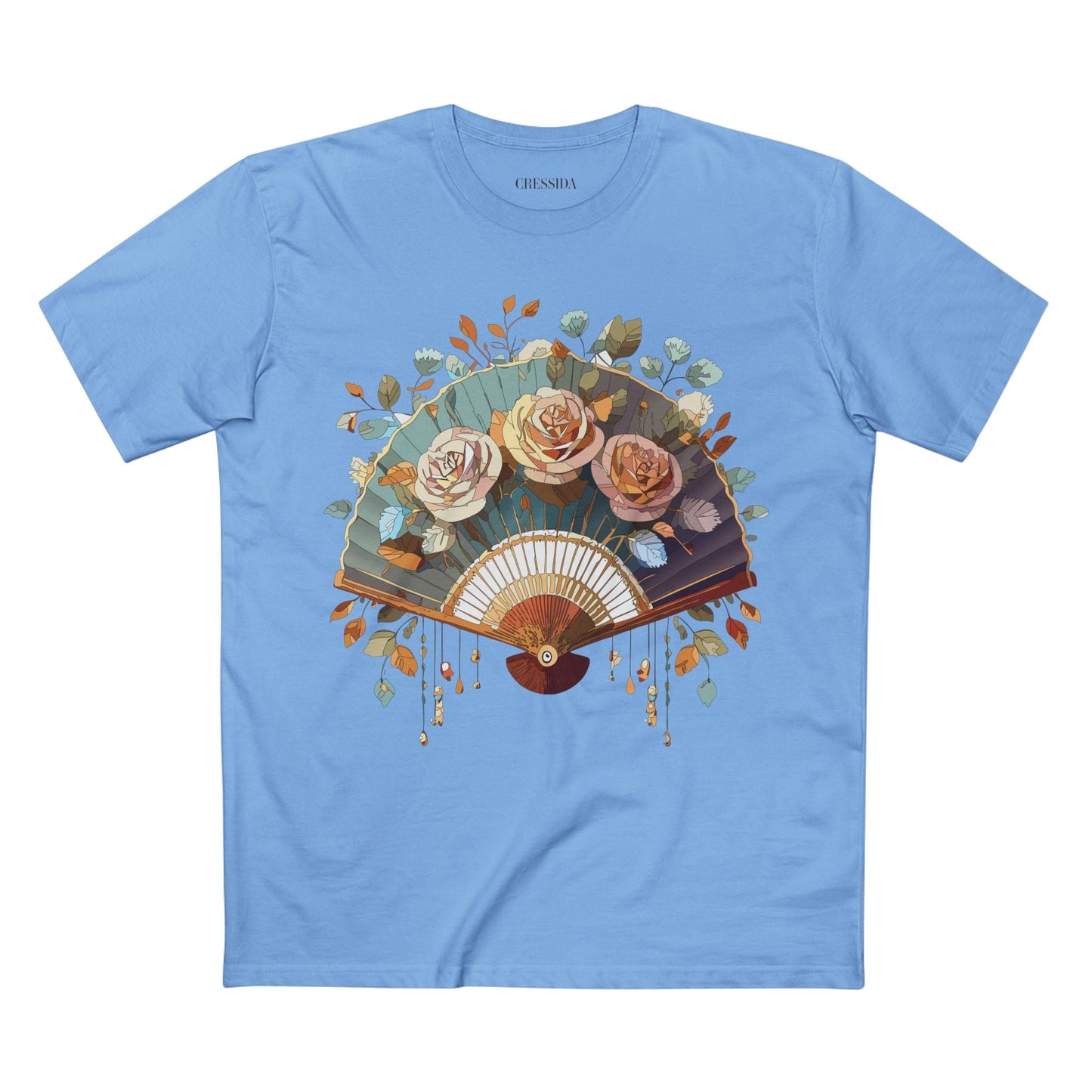 Antique Fan Graphic Design T-Shirt Unisex 100 Cotton Floral Carnival Artwork Tee 5