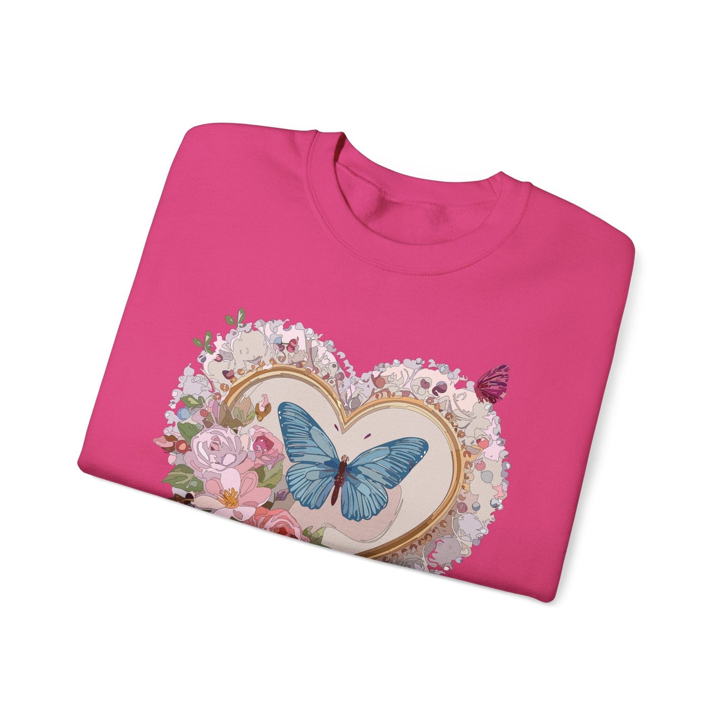 Floral Heart Unisex Crewneck Sweatshirt Valentines Floral Love Gildan 18000 Heavy Blend