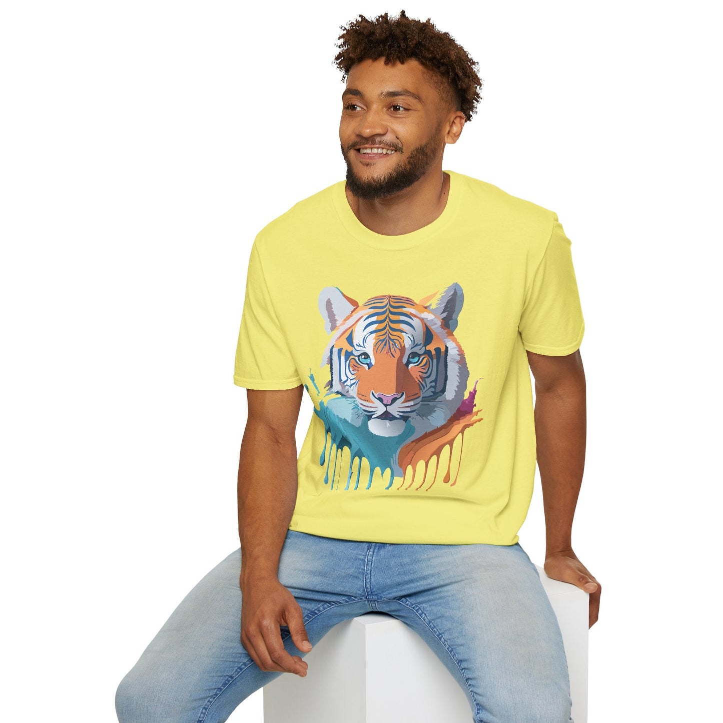 Tiger Print Shirt Unisex Softstyle Tee 100 Percent Ring Spun Cotton