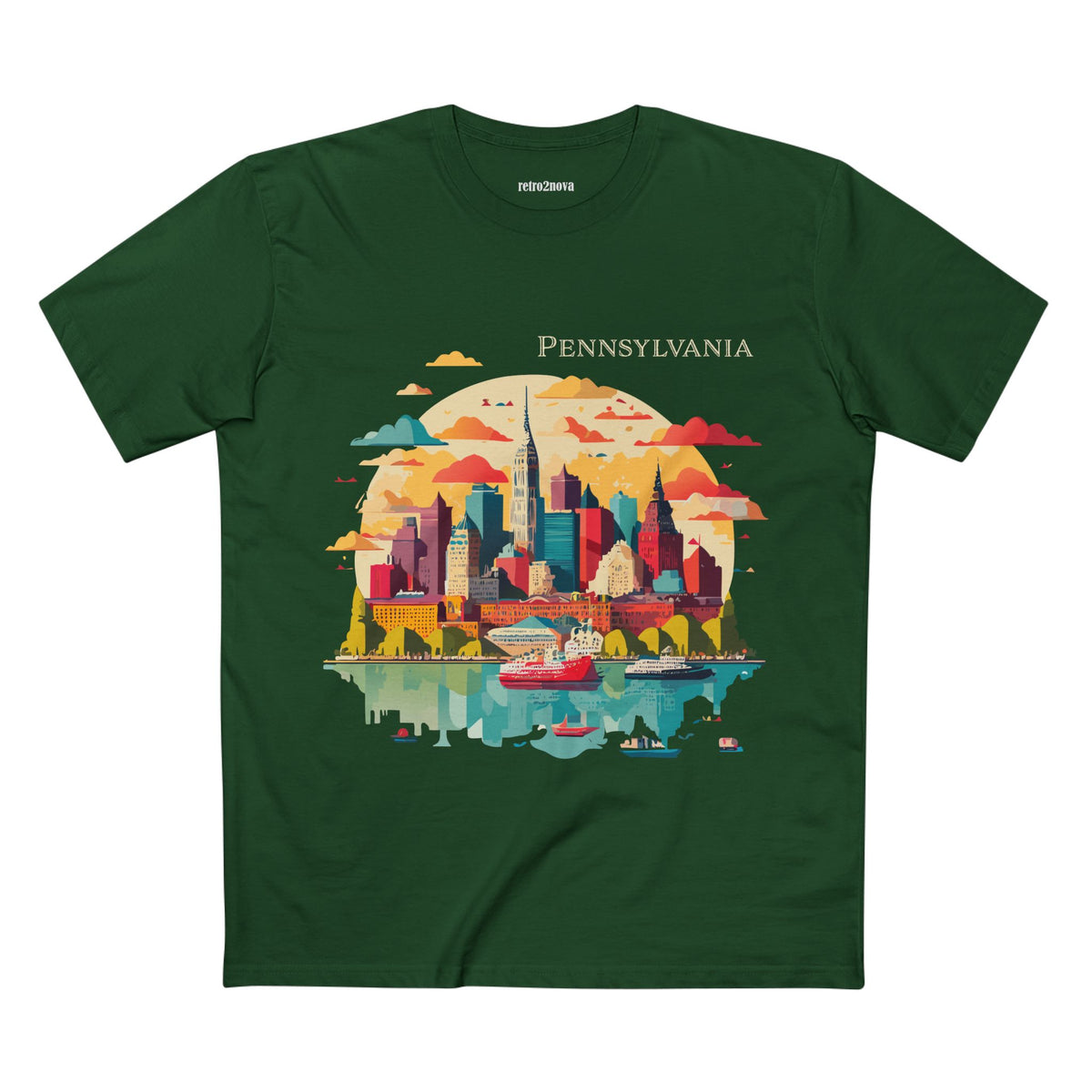 Pennsylvania Skyline tee | Cityscape illustration, river reflection