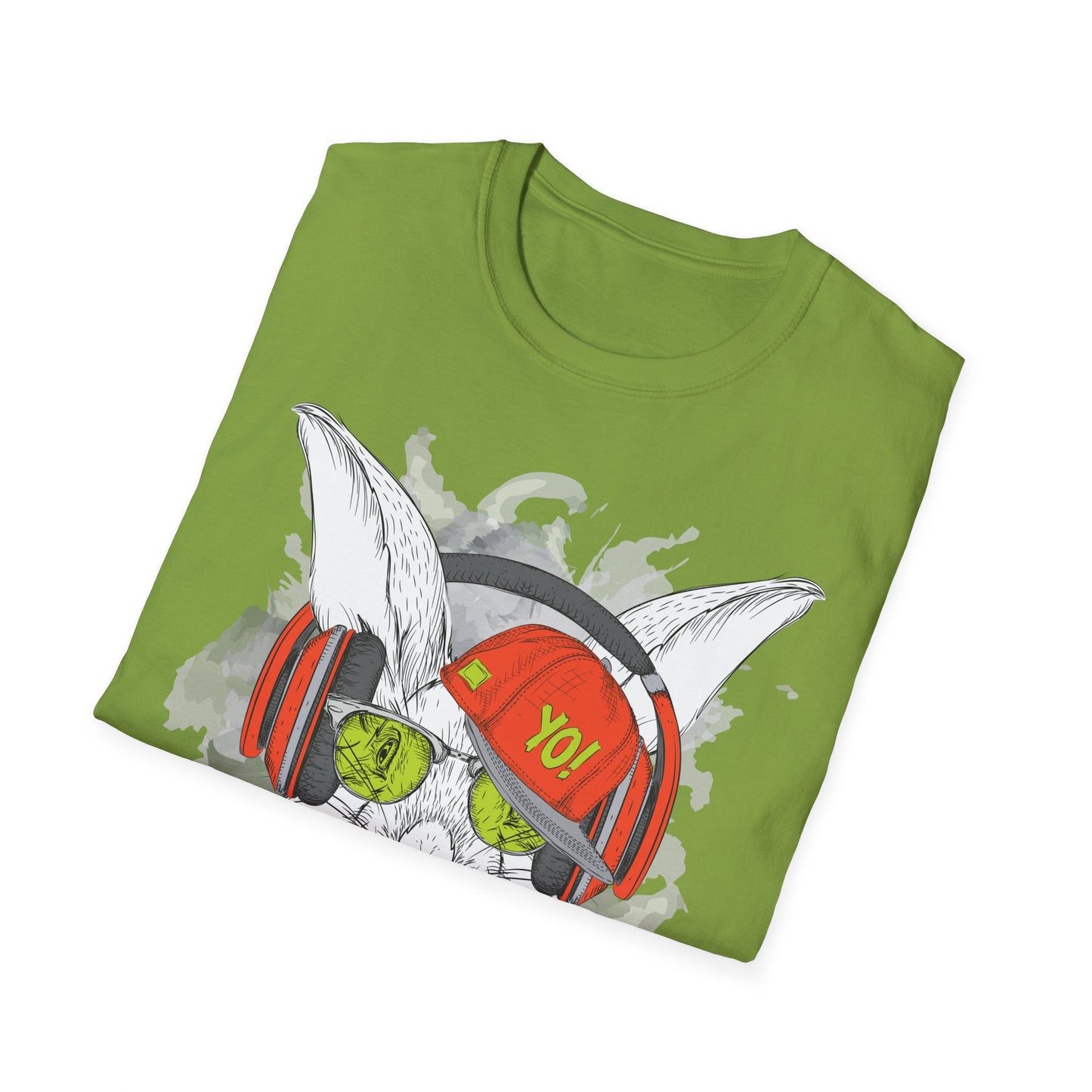 Unisex Music Animals Shirt With Headphones Softstyle Short Sleeve Tee Gildan 64000