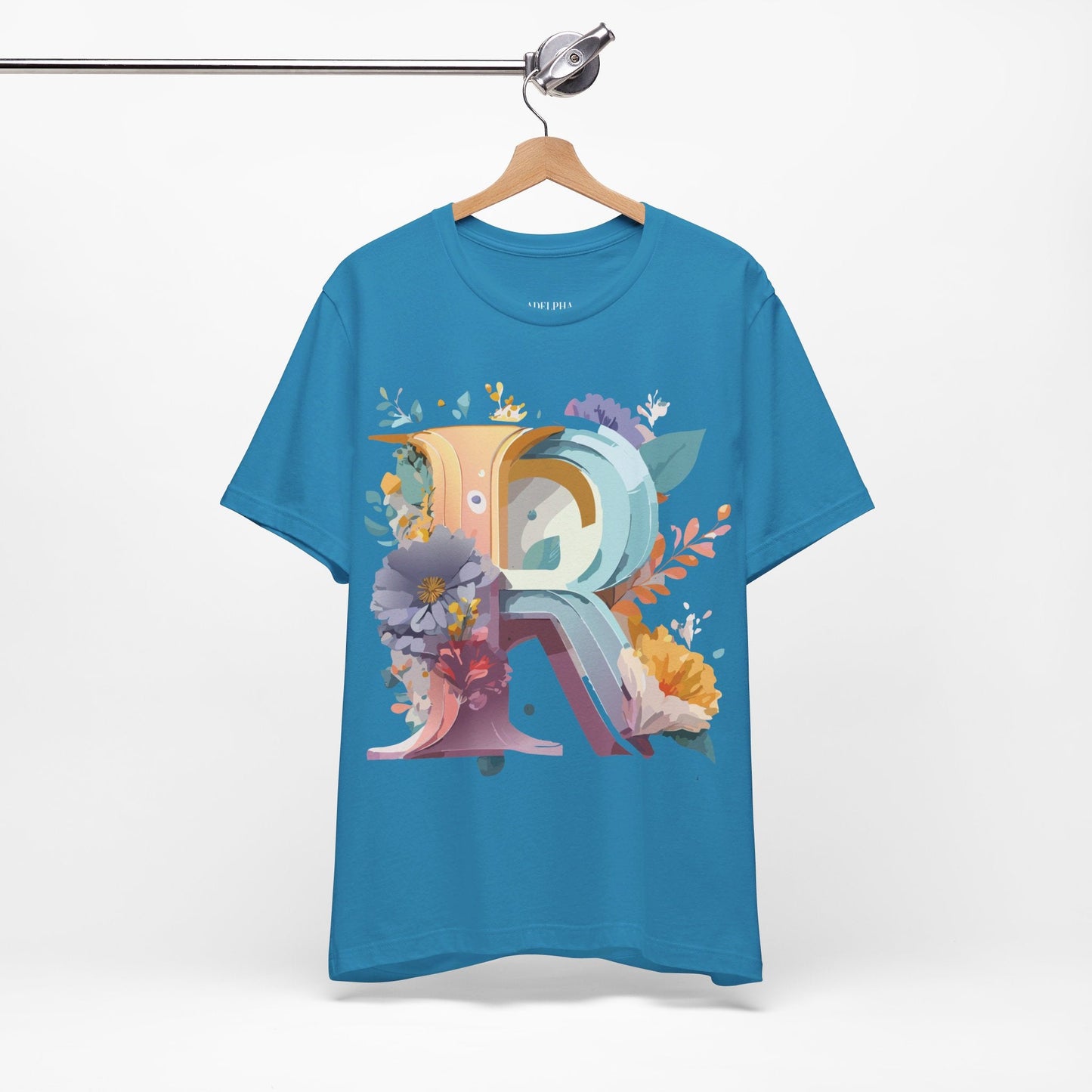 Letter R Graphic Tee Unisex Short Sleeve Vintage Inspired Shirt By Adelpha Art Design Tee