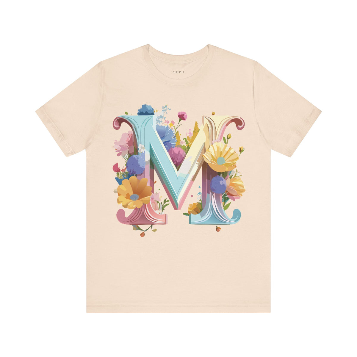 Letter M Graphic Unisex Cotton Bella+Canvas Tee with Art Letter Design