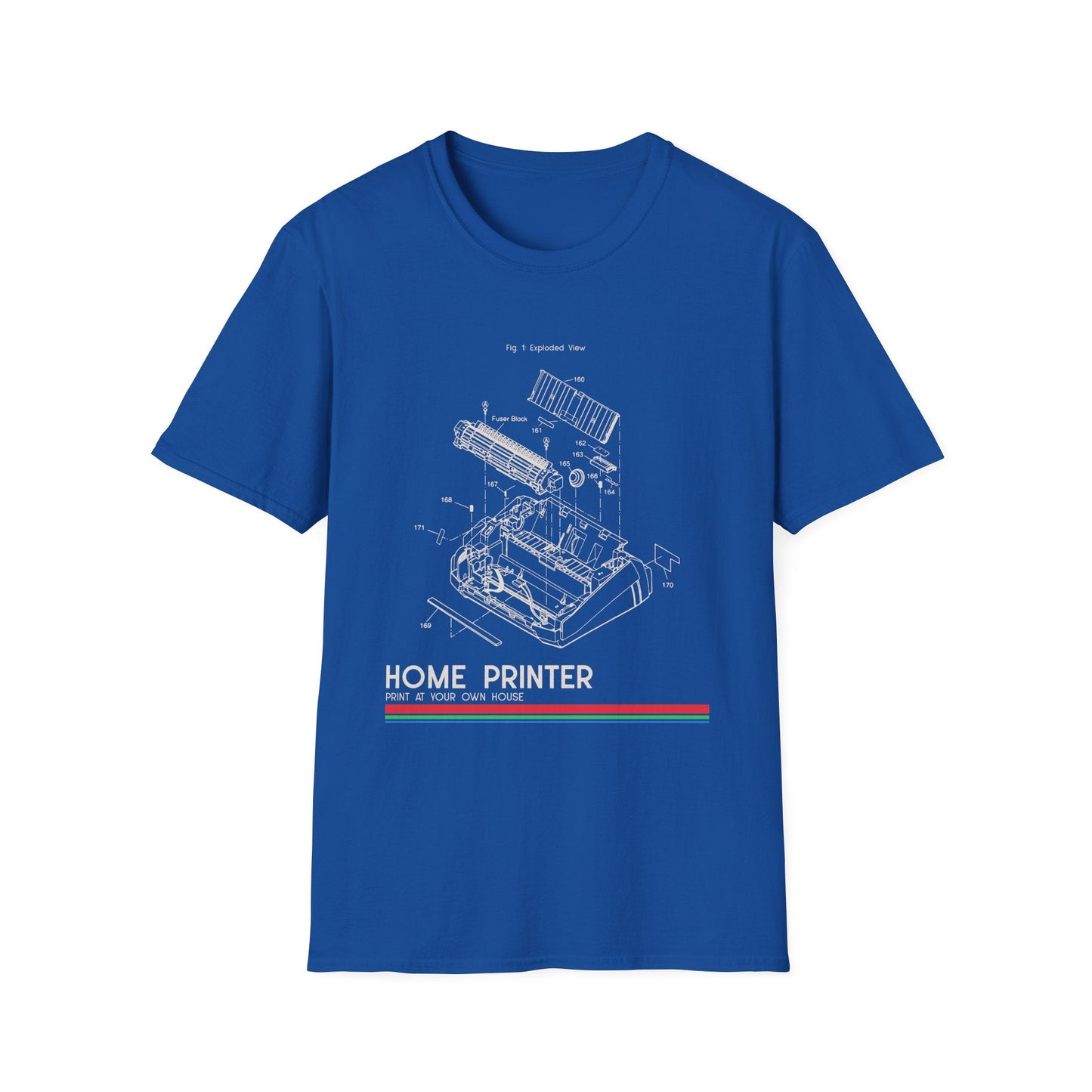 Unisex Cotton T-Shirt Vintage Home Printer Blueprint Tee Home Printer Works 4 Microdots Slogan