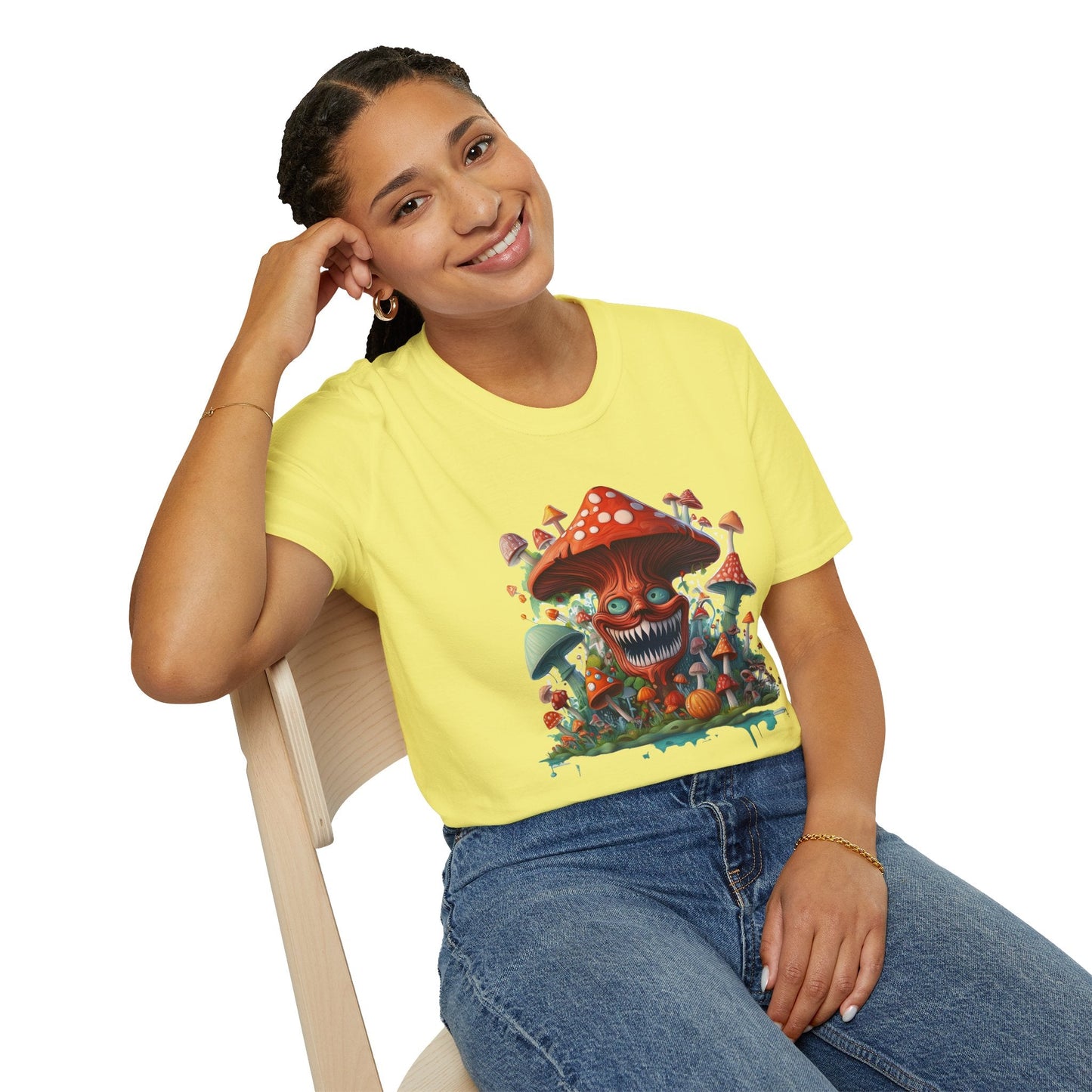 Unisex Mashroom Tee Shirt With Funny Mashroom Design Fungus Humor Softstyle Cotton