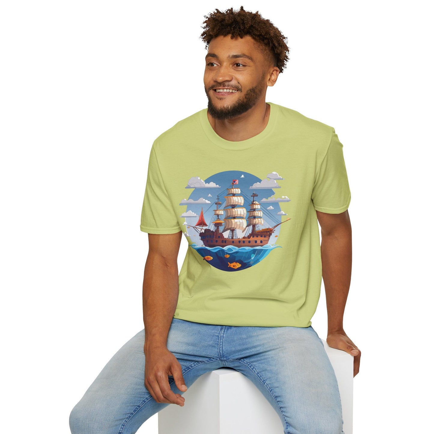 Ship T Shirts Frigate T Shirts Vessel Tee Shirt Unisex Softstyle Cotton Tee Gildan 64000