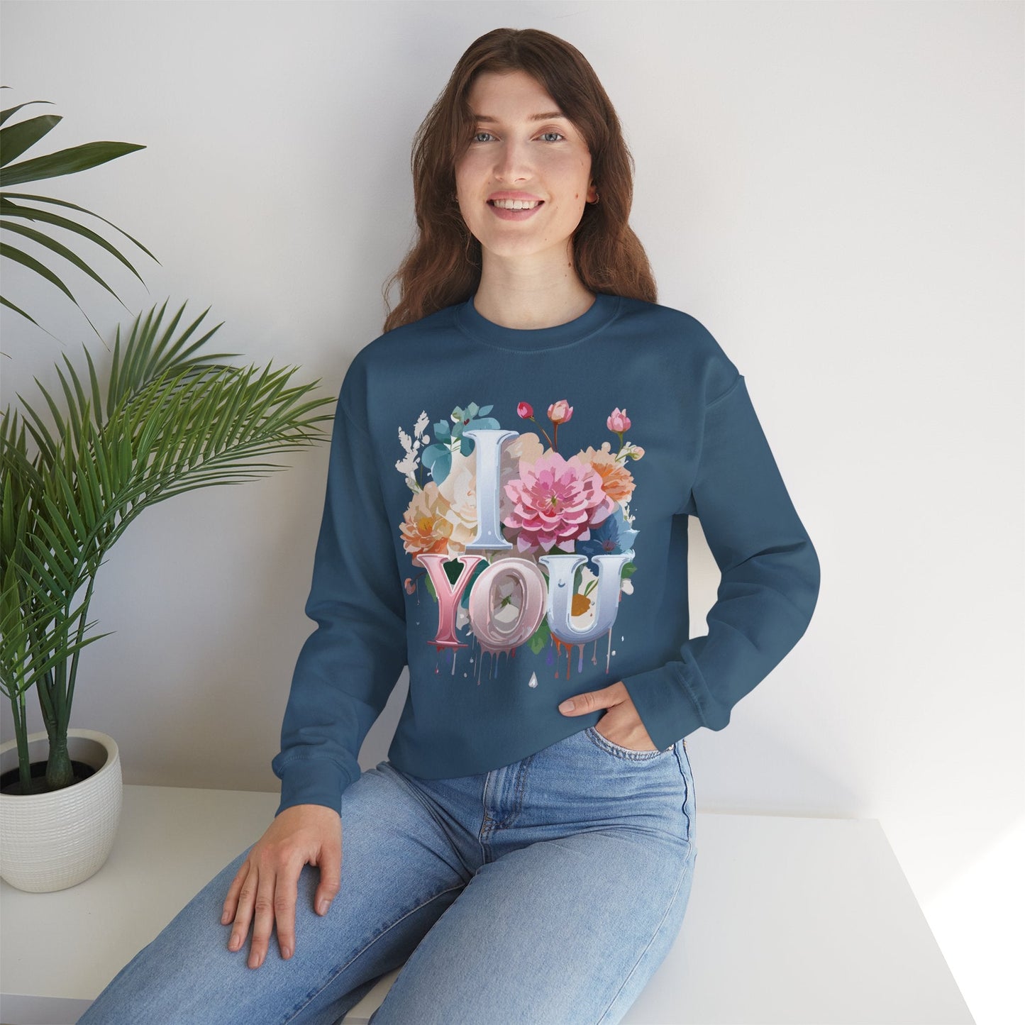 Floral Love Sweatshirt Valentines Day Unisex Crewneck Cozy Flower Design For All Season Wear