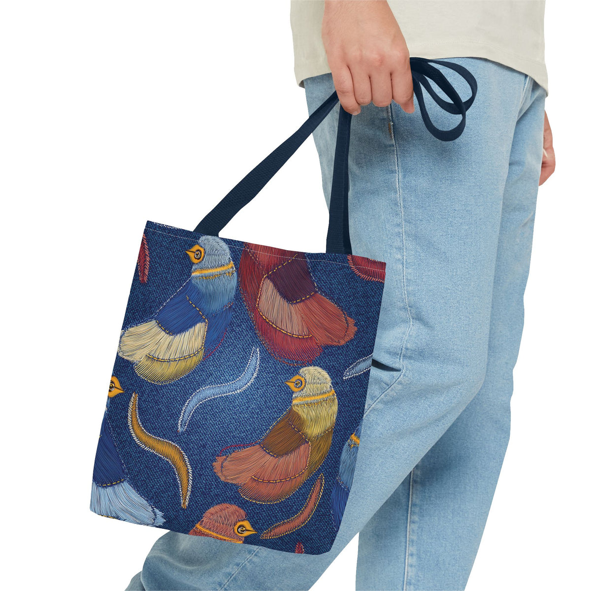 Denim Fabric Imitation Print Unisex Canvas Bag Poly Spun 3 Sizes Tote Bag 194-5
