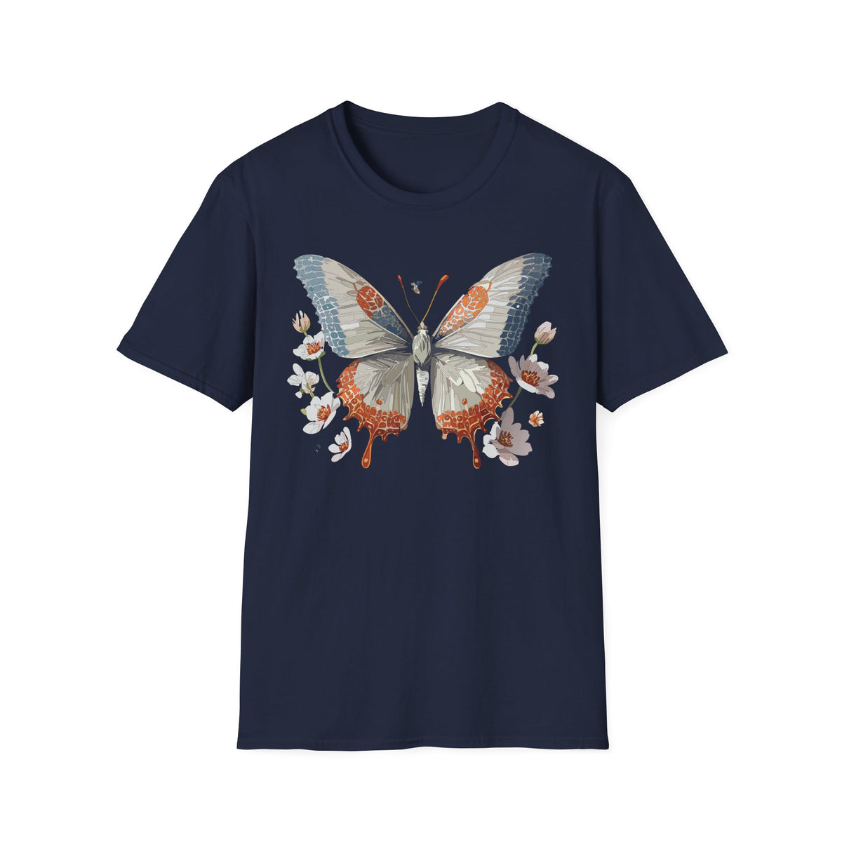 Vintage Botanical Butterfly T-Shirt | Floral Wings Illustration Graphic Tee Unisex 100 Cotton Gildan T-Shirt