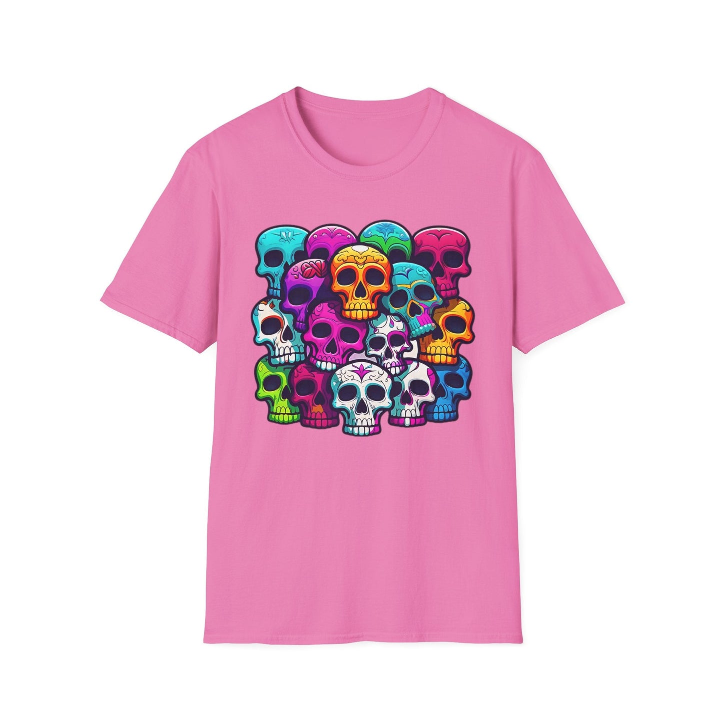 Unisex Skull Tee Shirt With Skeleton Design Gildan Softstyle 64000 100 Percent Ring Spun Cotton