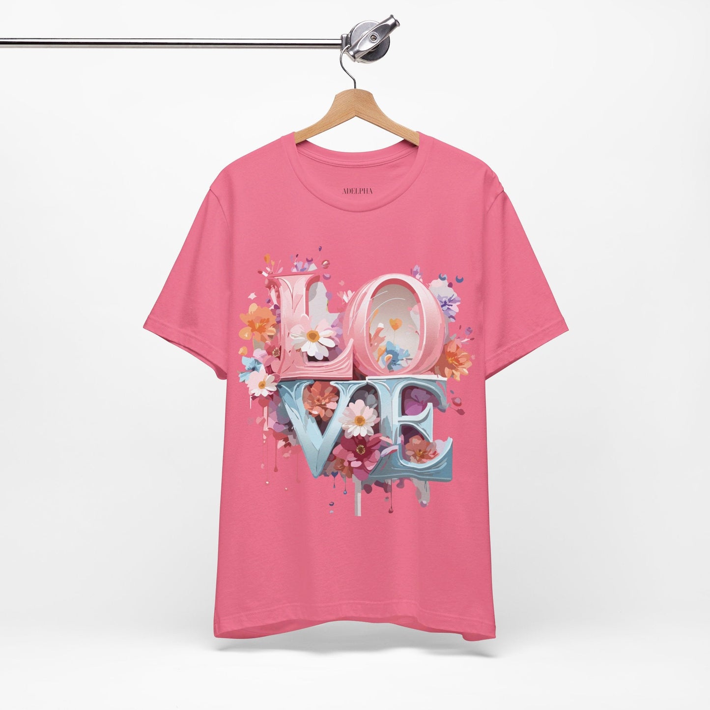 Valentine Day Graphic Unisex 100 Cotton Vintage Artwork with Love and Flower Design Tee 45