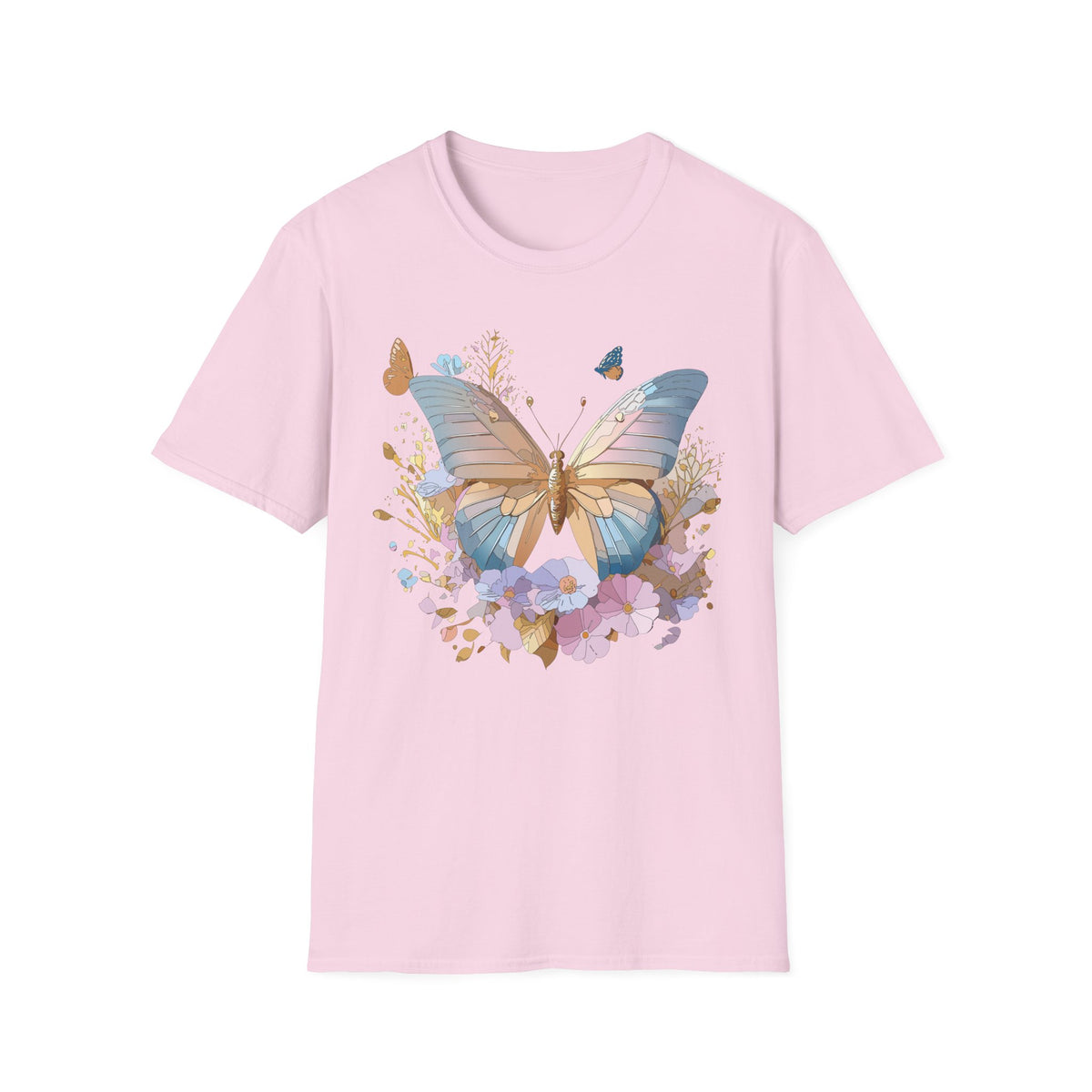 Butterfly Floral Tee — Pastel Garden Butterfly Graphic Tee Unisex 100 Cotton Gildan T-Shirt