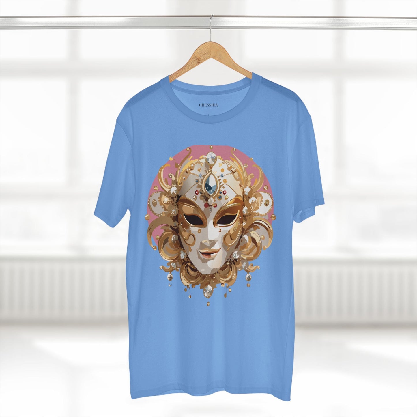 Carnival Mask Graphic T-Shirt Unisex 100 Cotton With Antique Gold Art Design Tee 13