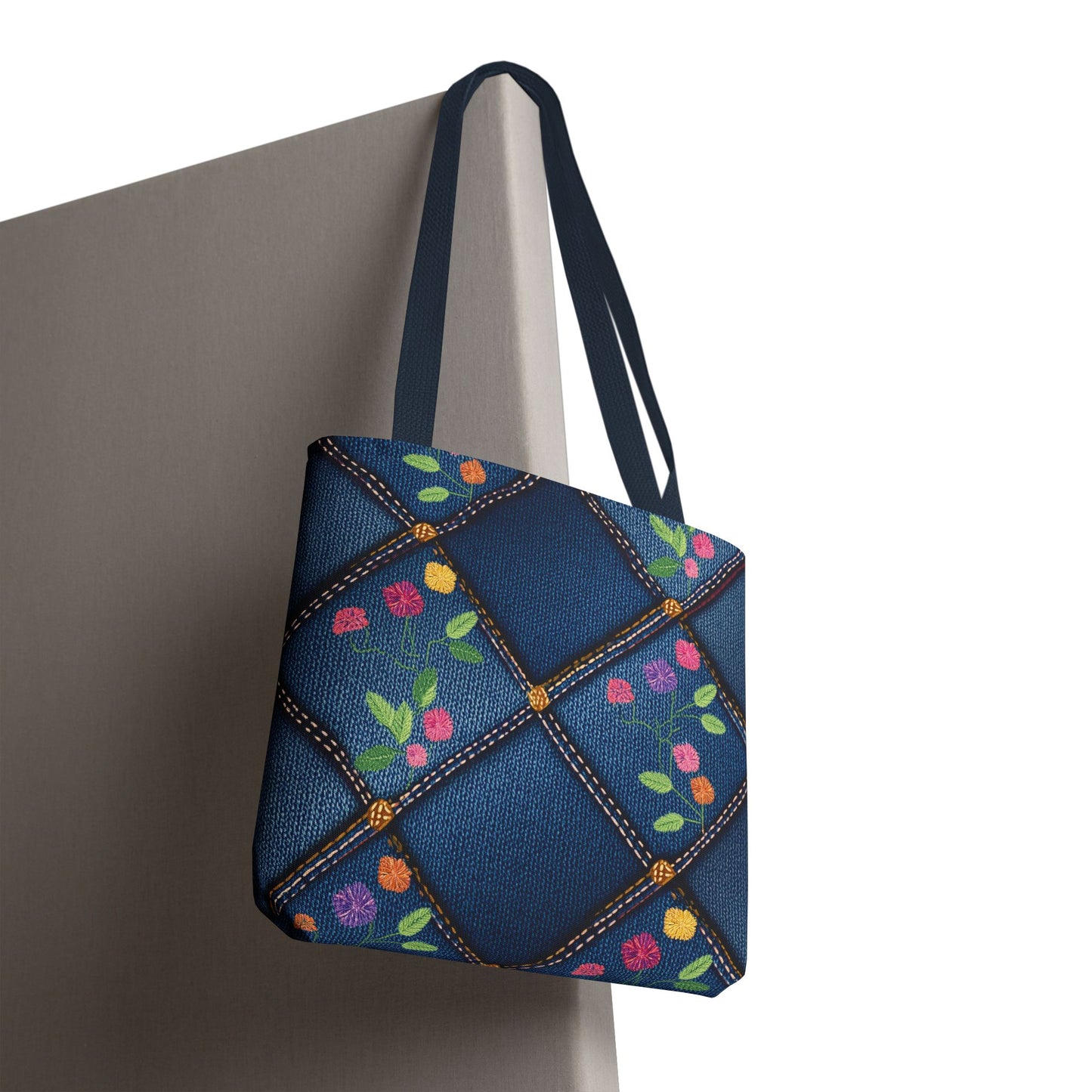 Denim Fabric Imitation Print Unisex Canvas Bag Poly Spun 3 Sizes Tote Bag 124