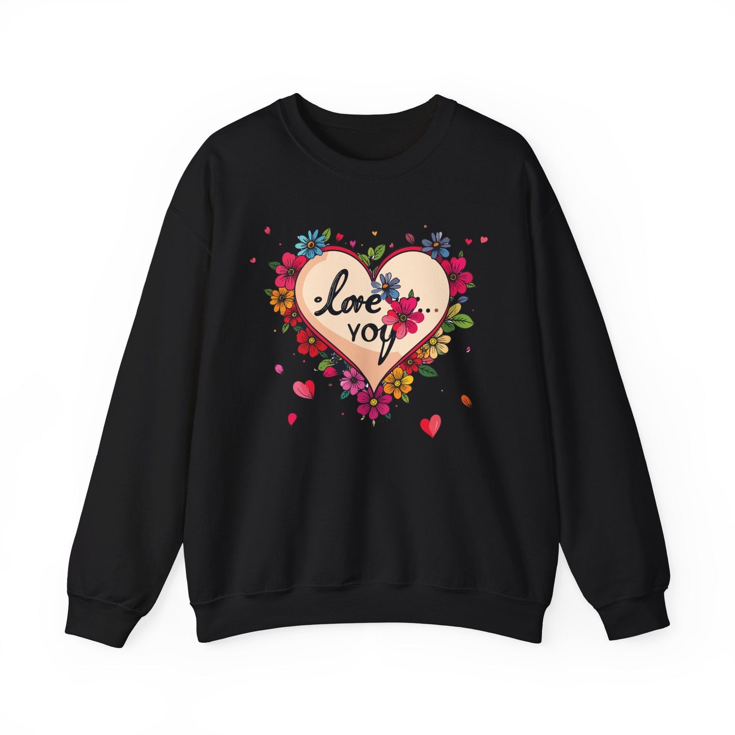 Floral Heart Love Sweatshirt Floral Heart Valentines Day Unisex Crewneck Fifty Fifty Cotton Polyester