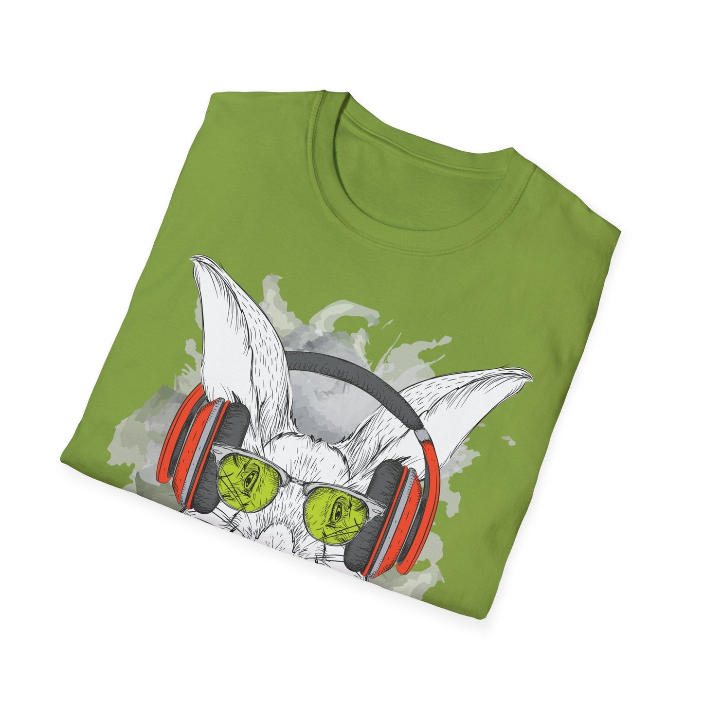 I Love Music Animals Shirt With Headphones Unisex Softstyle Tee 100 Percent Ring Spun Cotton