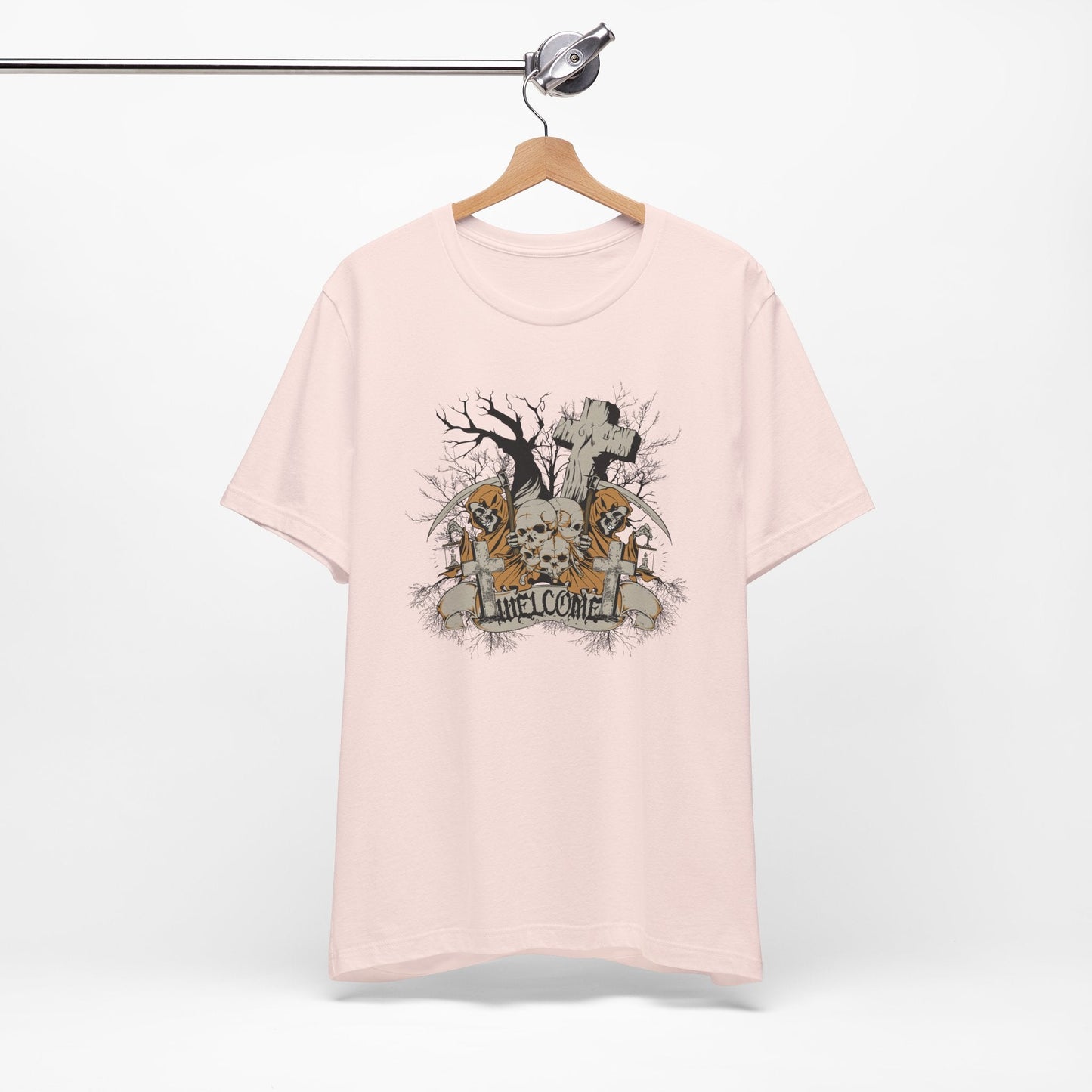Skull Halloween Graphic Design Unisex Cotton T-Shirt Art-50