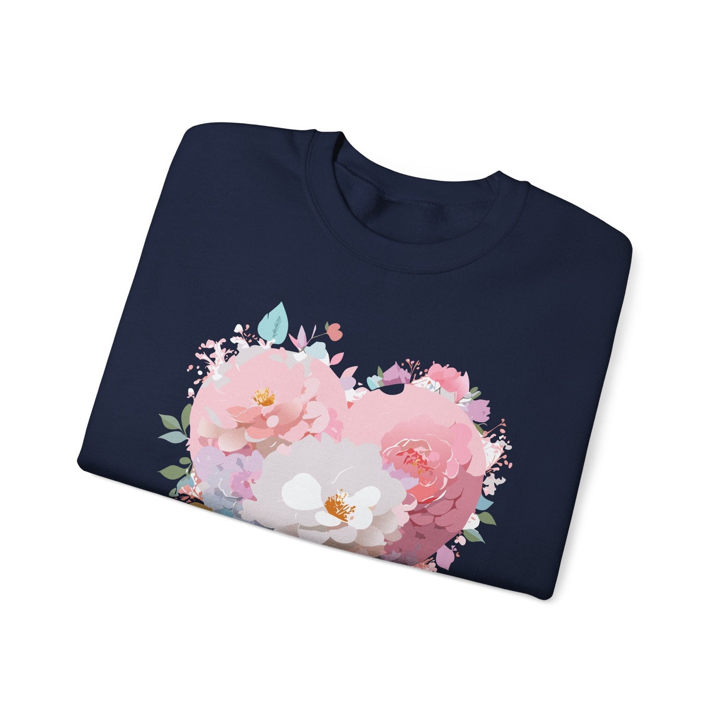Unisex Floral Heart Sweatshirt For Valentines Day With Love Floral Print Crewneck