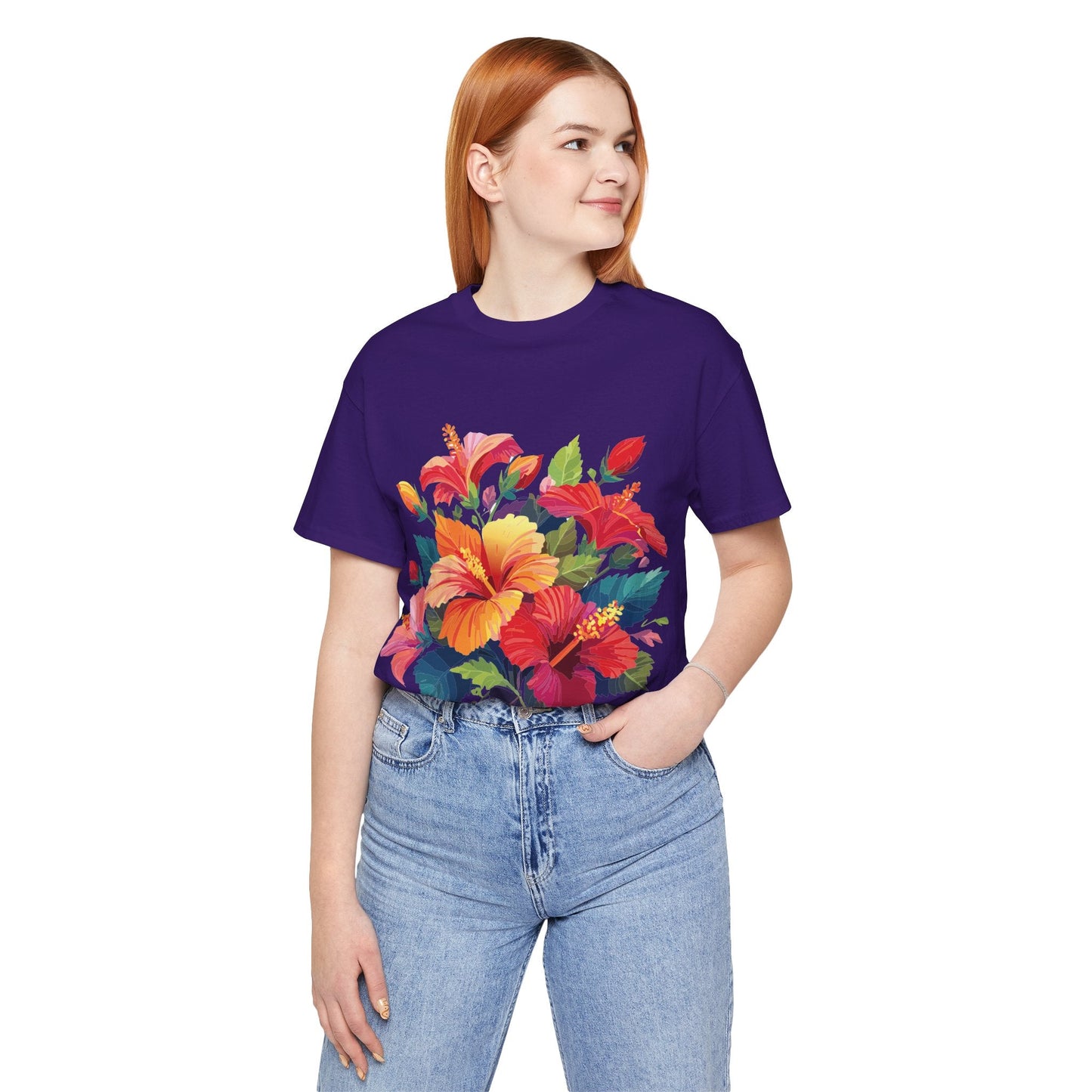 Retro2Nova Floral Shirt Unisex Jersey Short Sleeve Tee From Flowers Collection Bold Vibrant Design