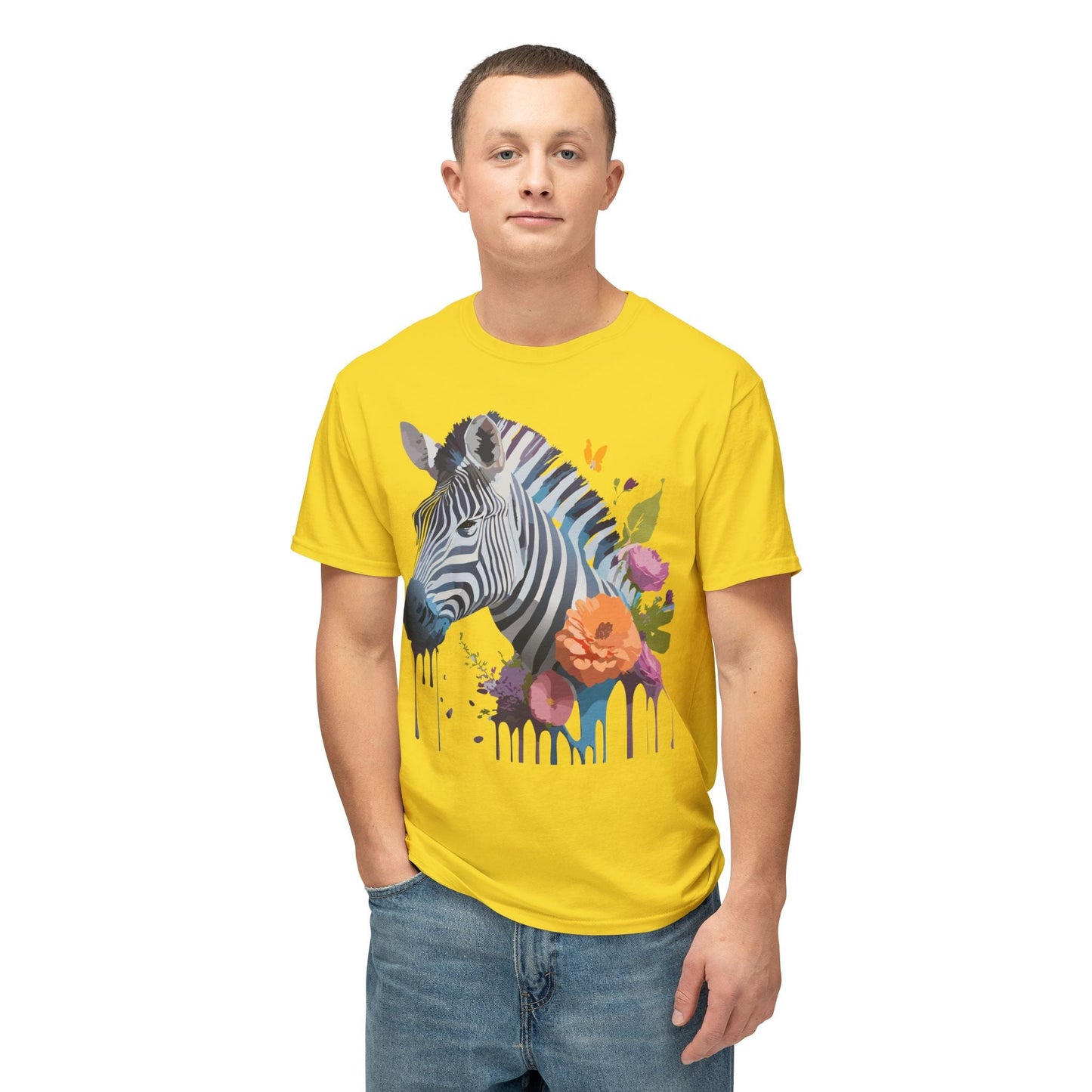 Unisex Zebra Art T Shirt With Full Color Print HD Cotton Tee Made In USA For Everyday Style